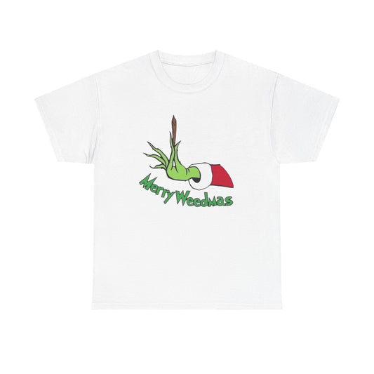 Merry Weedmas Funny Christmas Weed Graphic T Shirt Unisex NEW Heavy Cotton Tee
