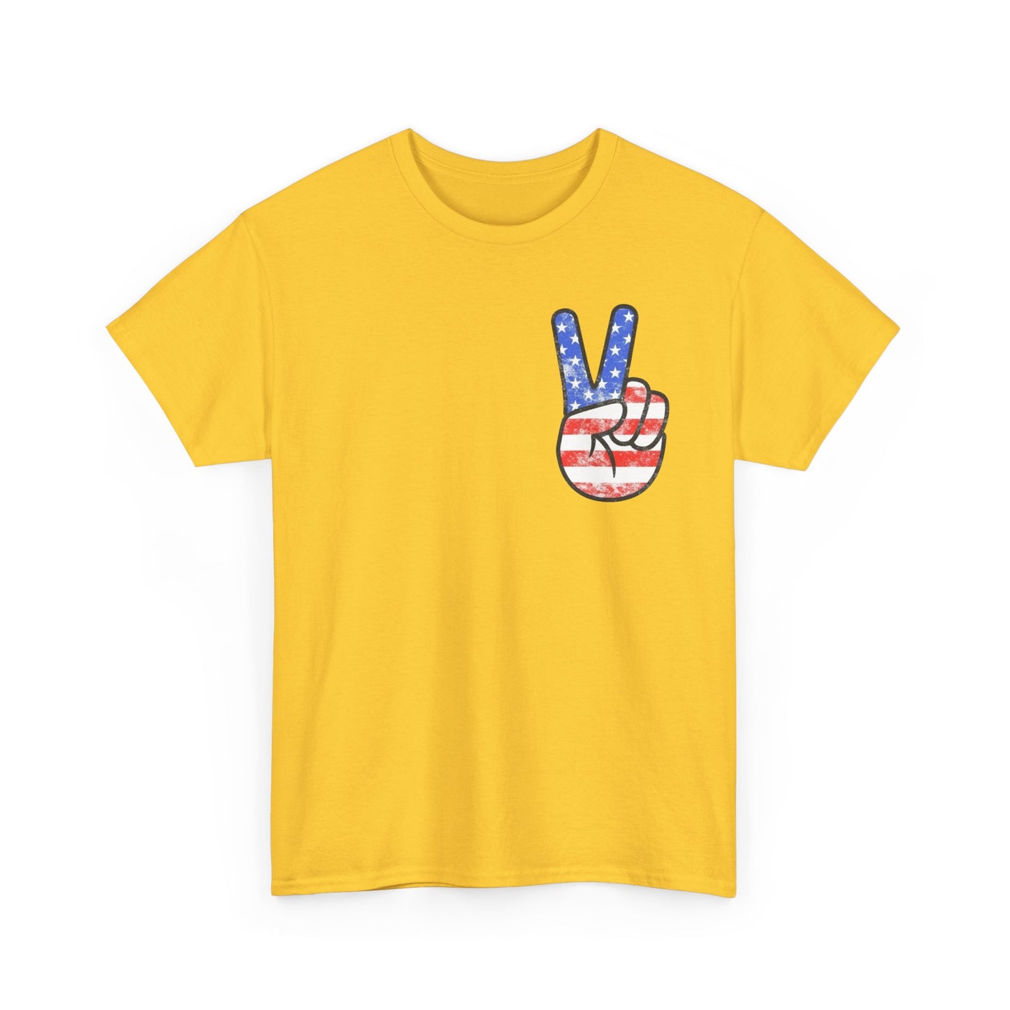 American Flag Peace Sign Retro Graphic T Shirt Adult New Tee