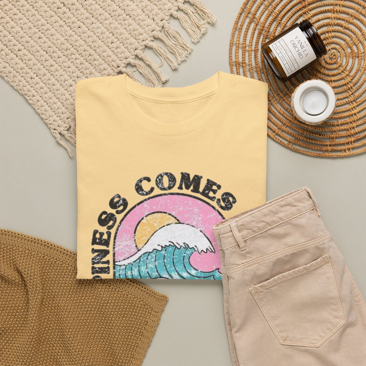 Happiness Comes in Waves Bahamas Ocean Graphic T-Shirt Men's Graphic Tee