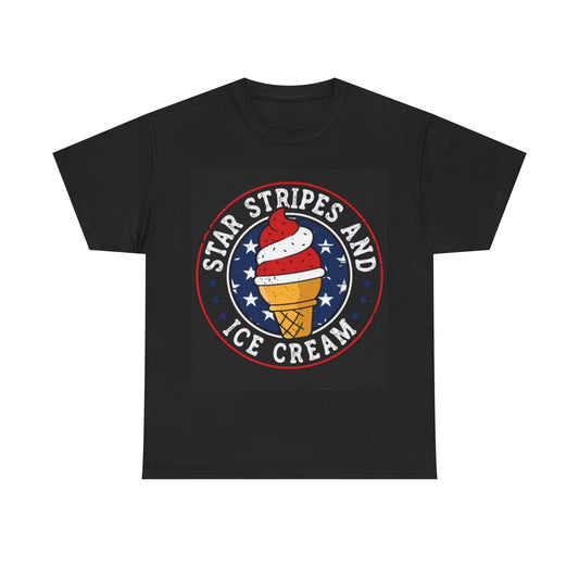 Stars and Stripes American Flag Tshirt Ice Cream Parlor Unisex Heavy Cotton Tee