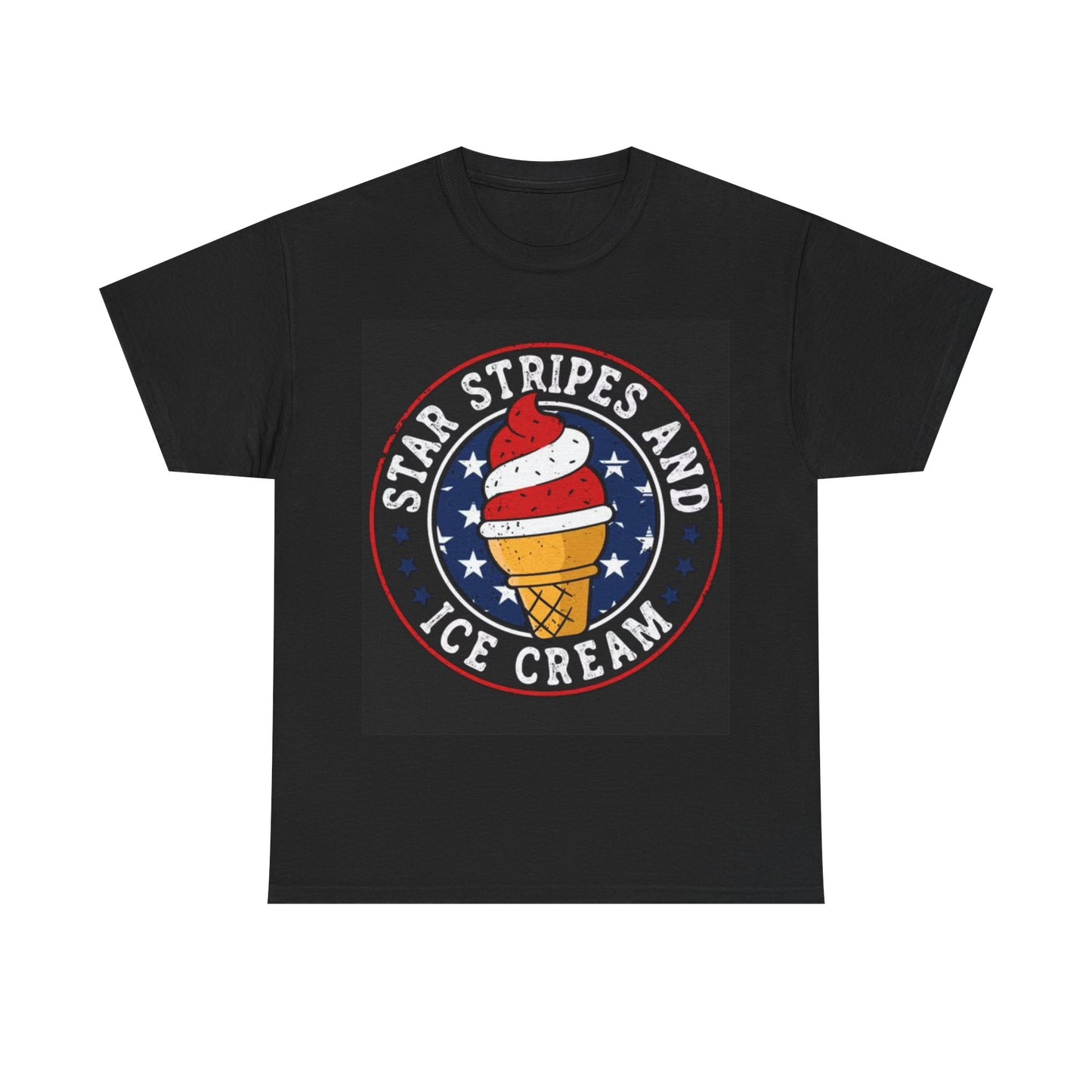 Stars and Stripes American Flag Tshirt Ice Cream Parlor Unisex Heavy Cotton Tee