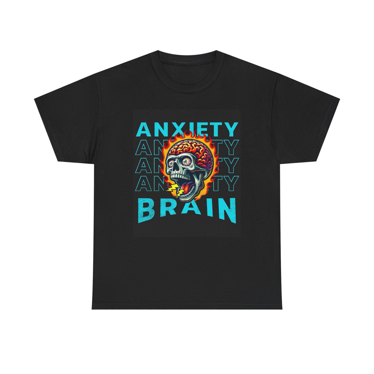 Anxiety Brain Graphic T Shirt Retro Unisex Heavy Cotton Tee