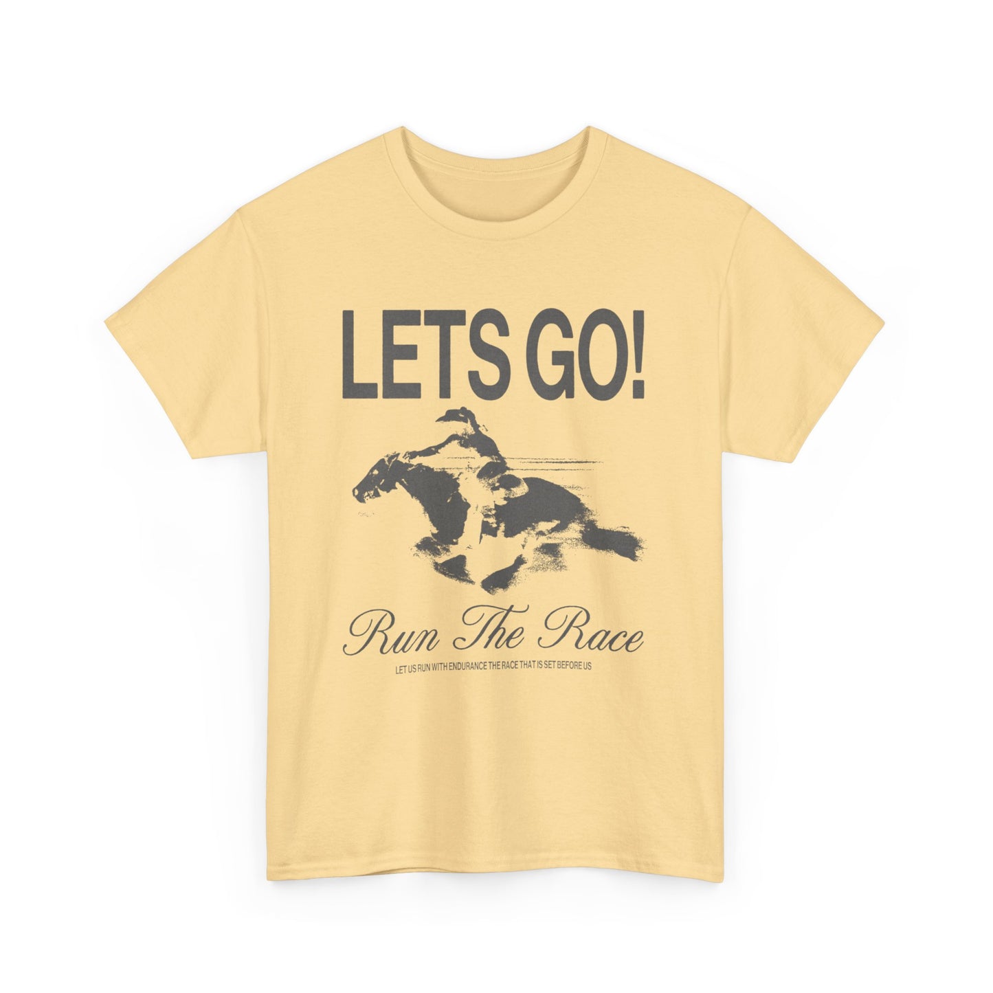 Lets Go Run The Race Graphic T Shirt ADULT NEW