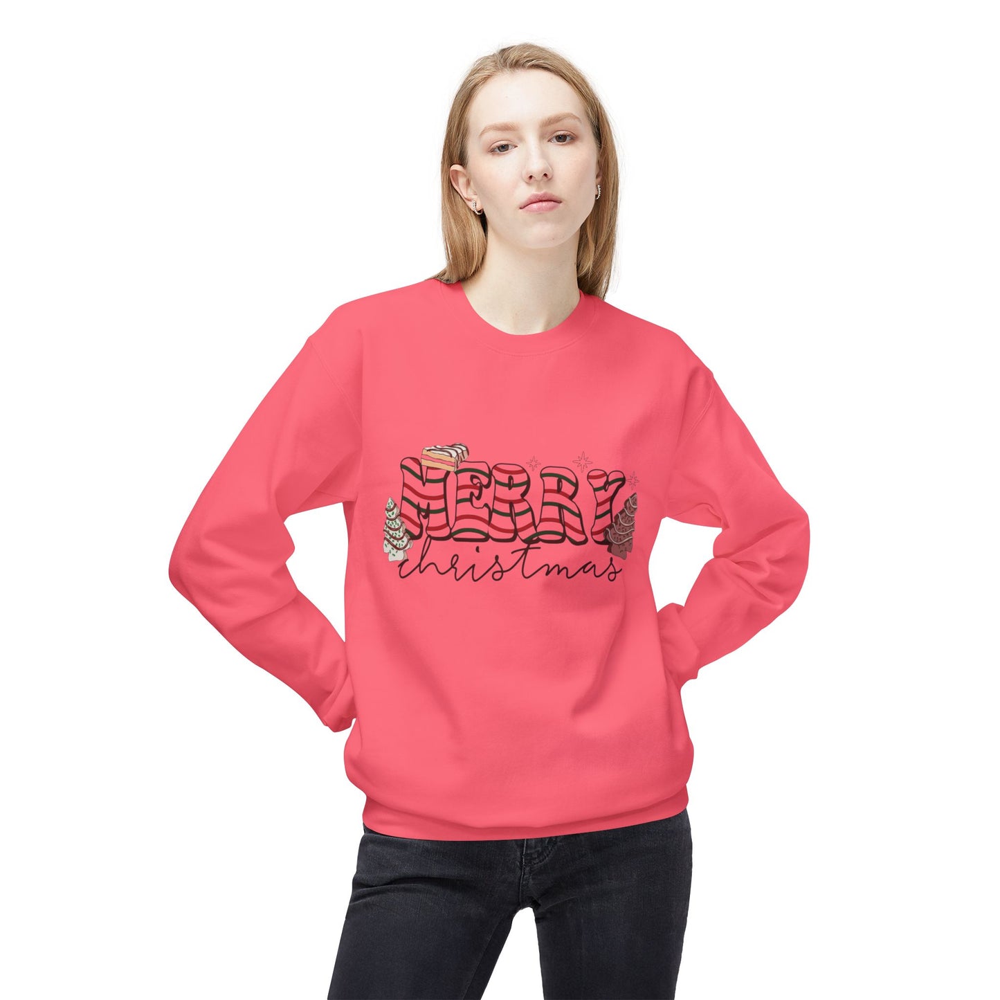 Christmas Tree Cakes Sweater Funny NEW Unisex Fleece Crewneck Sweatshirt