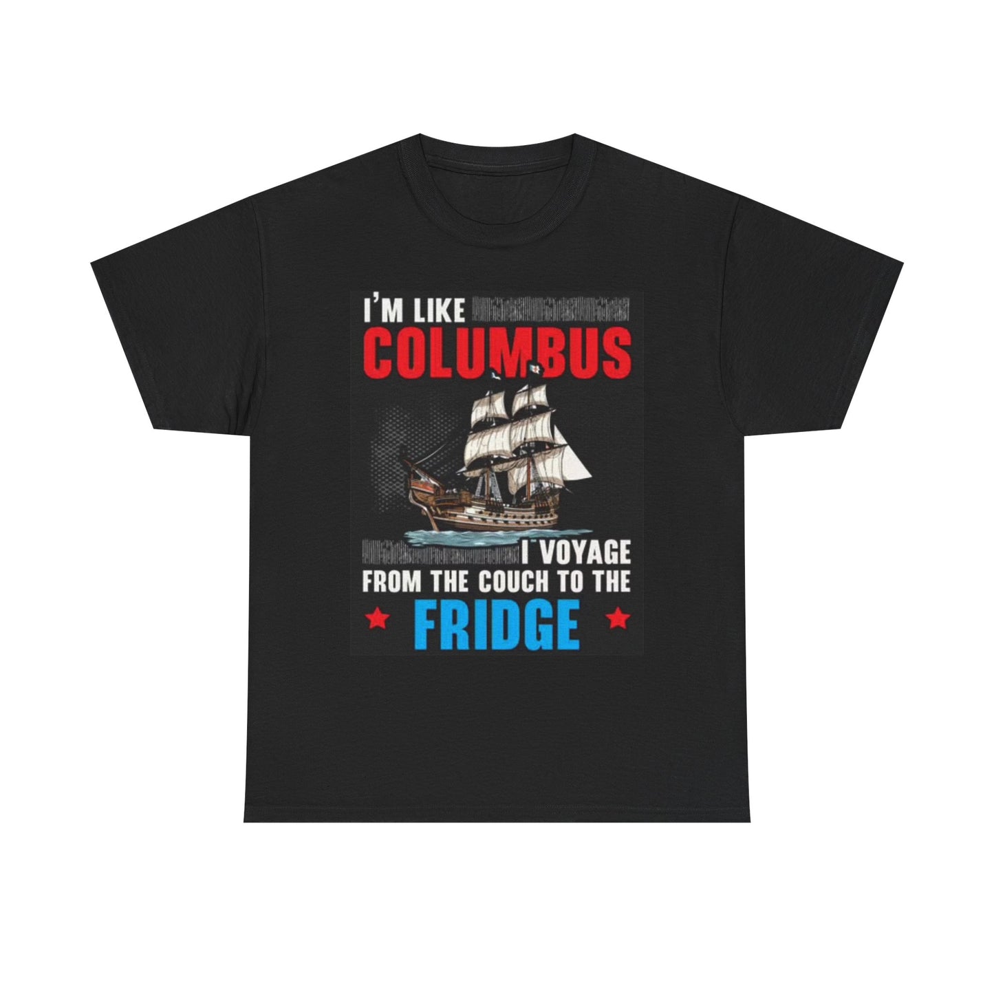 Christopher Columbus Beer Fridge Funny Graphic T Shirt Unisex Heavy Cotton Tee