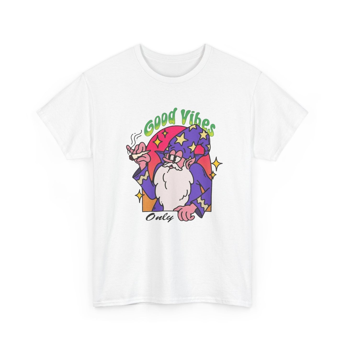 Only Good Vibes Wizard T Shirt Graphic Unisex Heavy Cotton Tee NEW GIFT