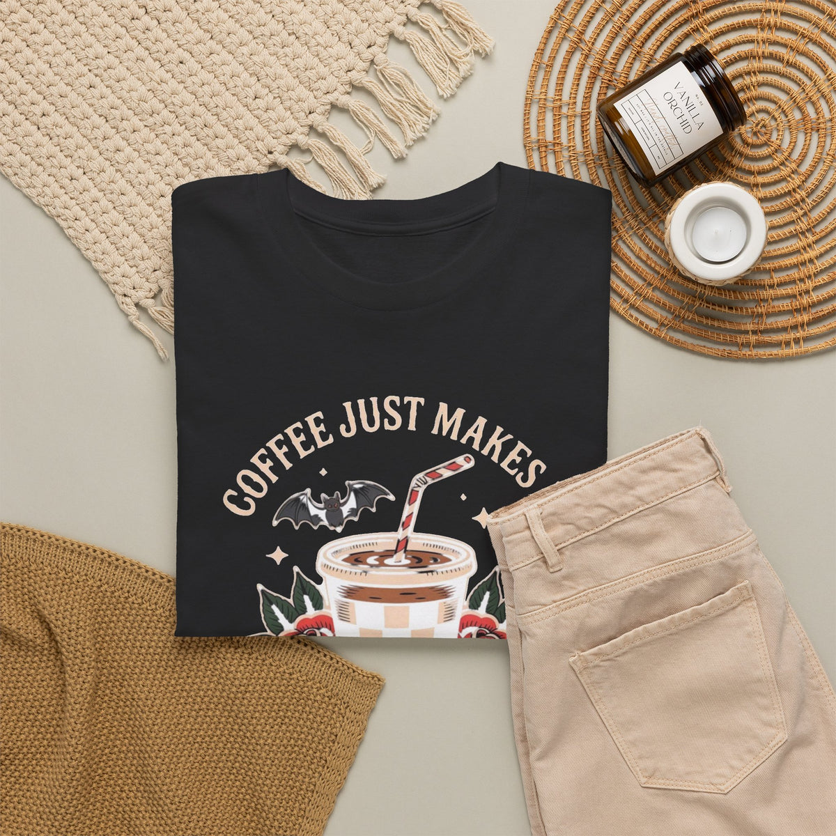 Coffee Just Makes Things Better Graphic T Shirt Men's Heavy Cotton Tee