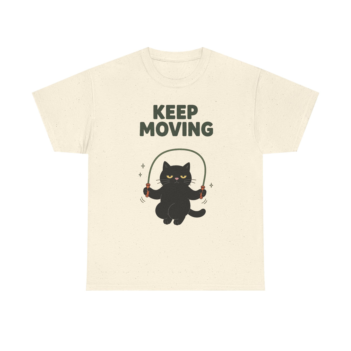 Keep Moving Exercise Funny Cat Graphic T Shirt Men's Heavy Cotton Tee