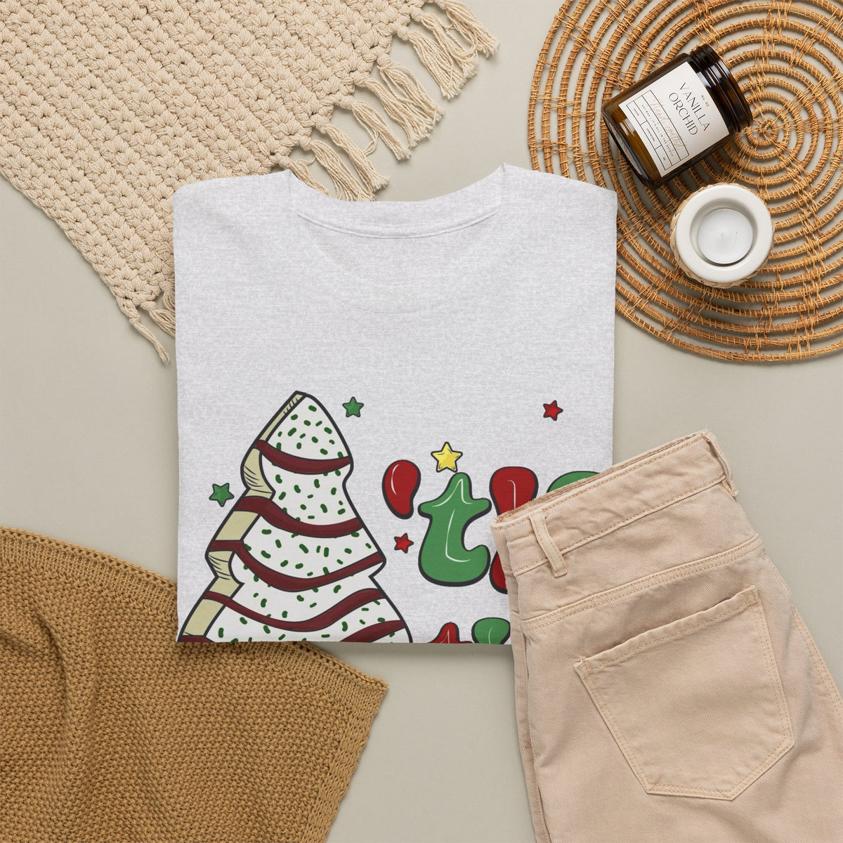 Tis the Season Christmas Tree T-Shirt Men's Graphic Tee Funny Cakes