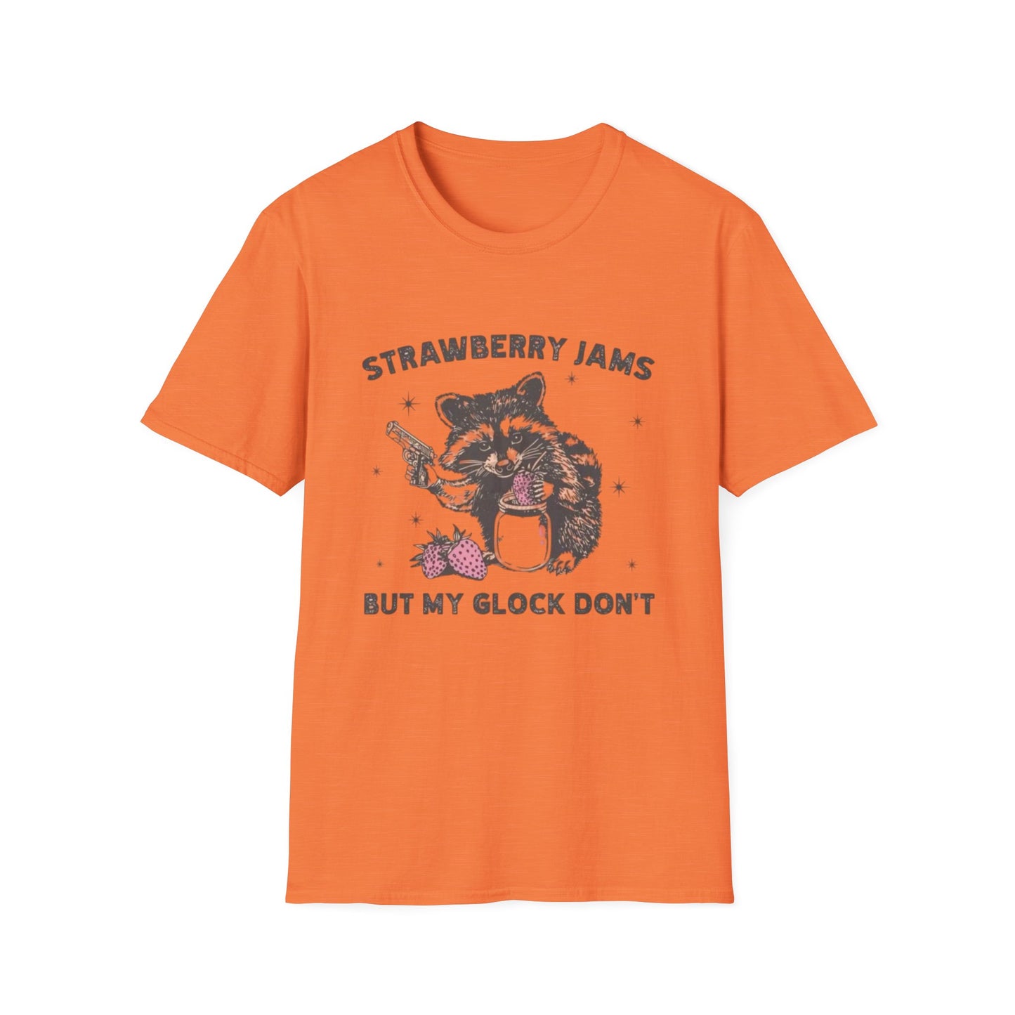 Strawberry Jams But My Glock Dont Graphic T Shirt Funny Joke Unisex Softstyle