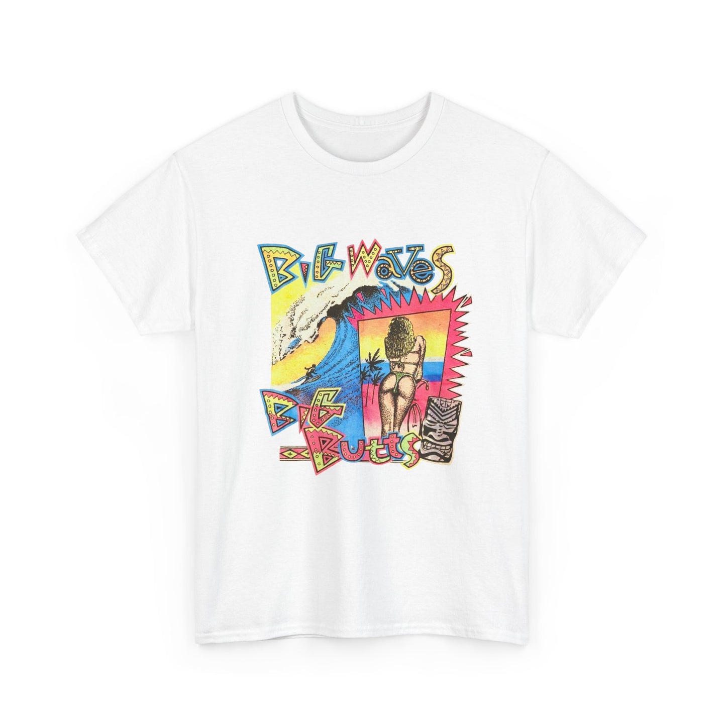Big Waves Big Asses Vintage Surfing Graphic T Shirt NEW Unisex Heavy Cotton Tee