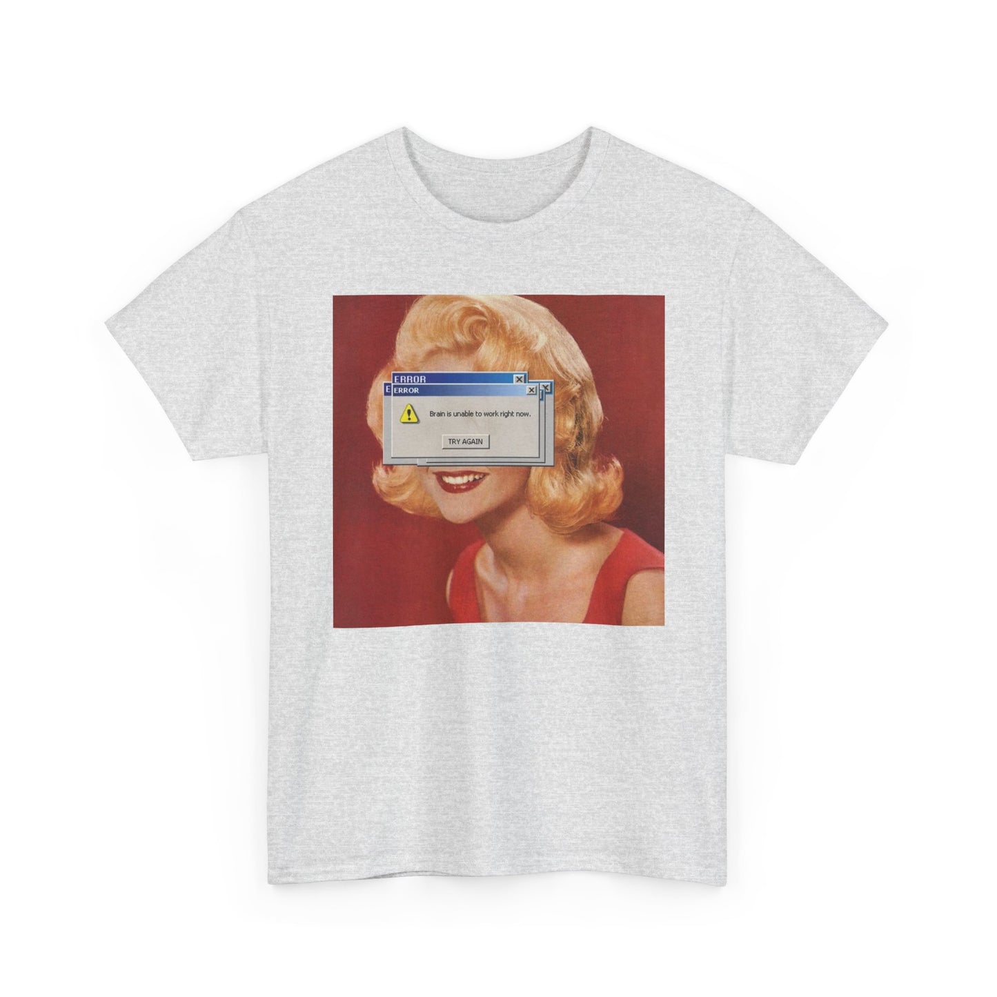 Brain Unable To Work Funny Vintage Graphic T Shirt Unisex Heavy Cotton Gift New