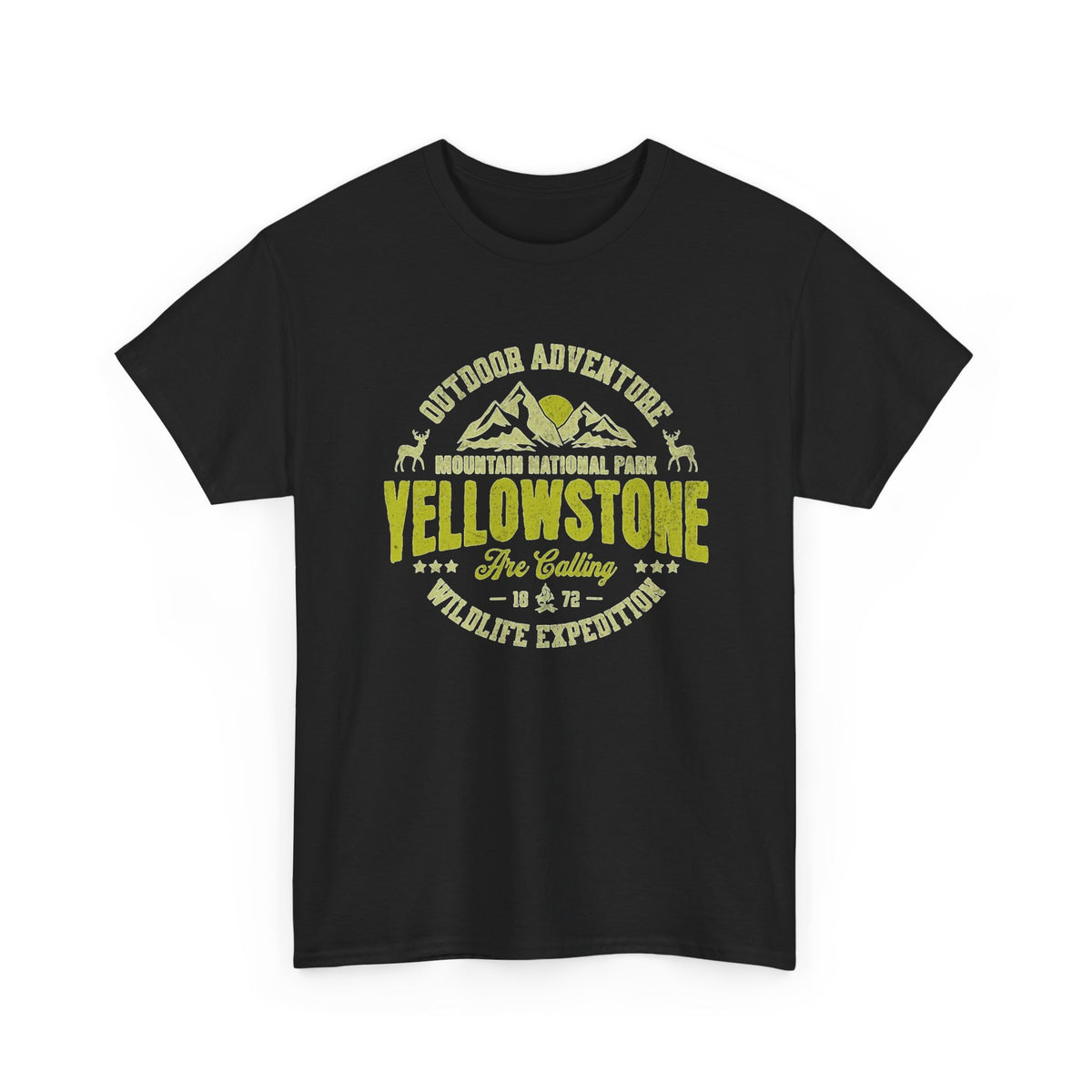 Yellowstone National Adventure Graphic T Shirt Men's Heavy Cotton Tee