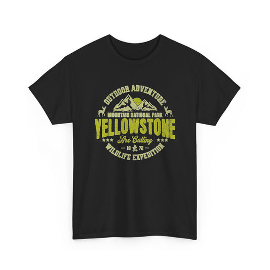 Yellowstone National Adventure Graphic T Shirt Men's Heavy Cotton Tee