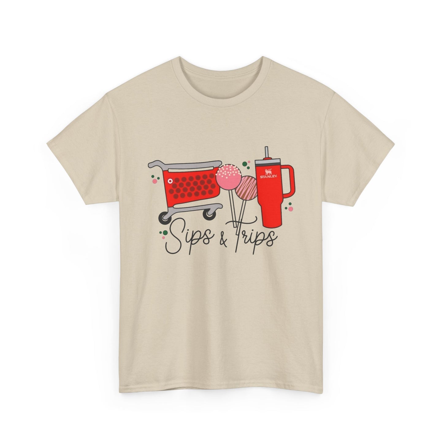 Sips And Trips Shopping Target Run Graphic T Shirt NEW Unisex Heavy Cotton Tee