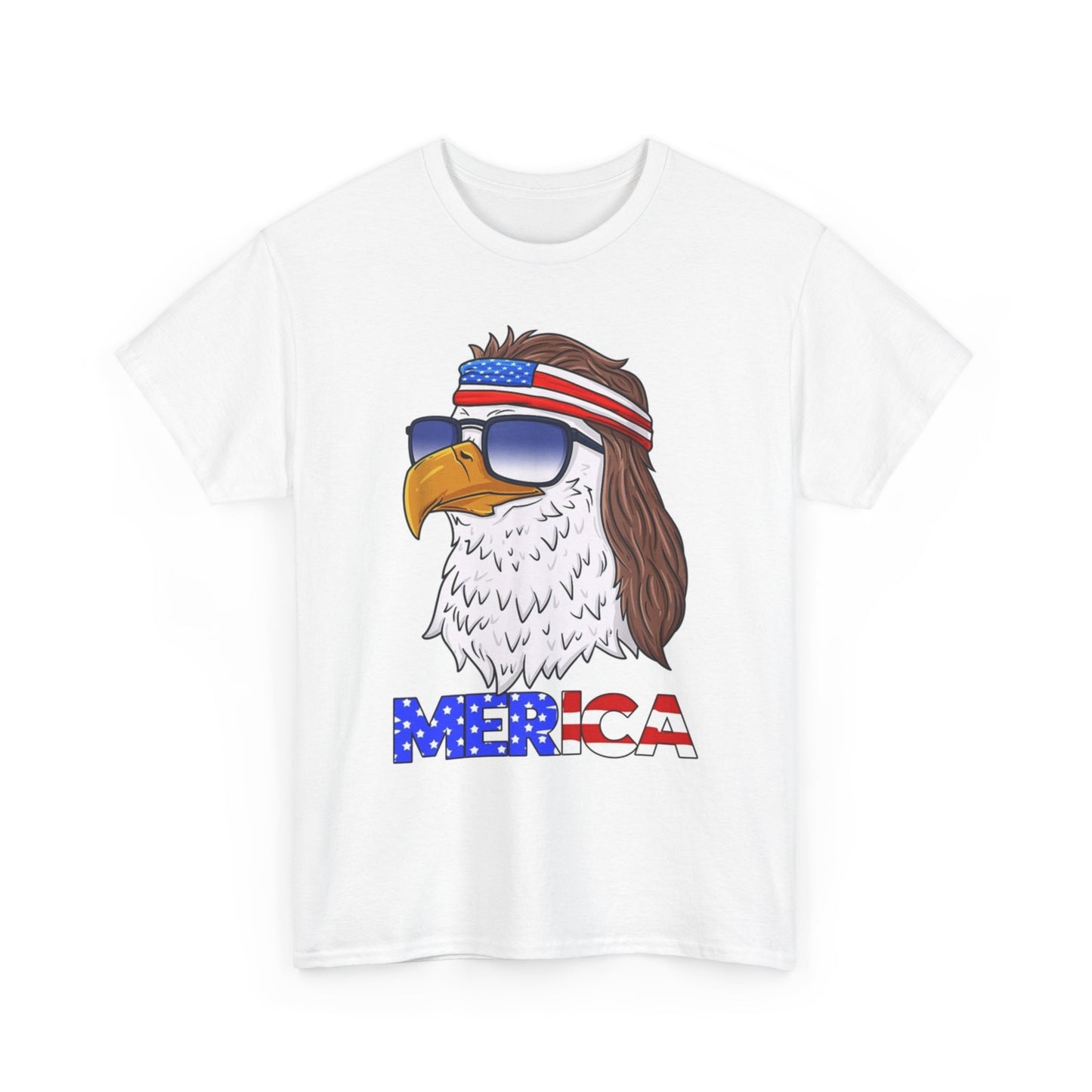 MERICA Graphic T Shirt Funny Mullet Bald Eagle USA Unisex Heavy Cotton Tee