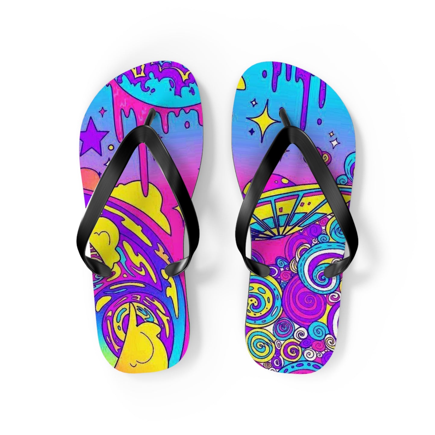 Neon Drip Beach Sandals, Slides for Summer, Flip Flops, Water Resistant