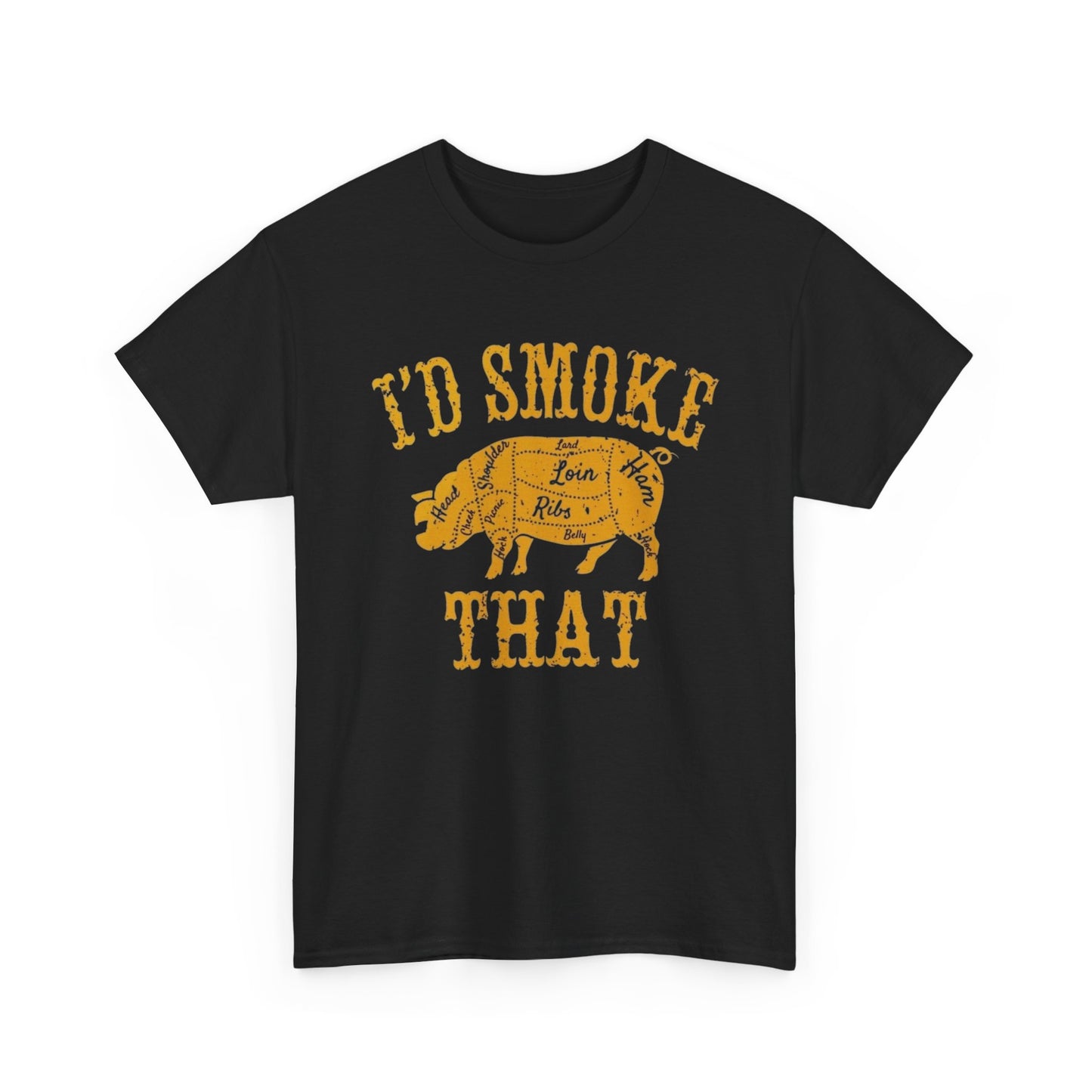 Id Smoke That BBQ Pigs T Shirt Graphic Unisex Heavy Cotton Tee NEW GIFT