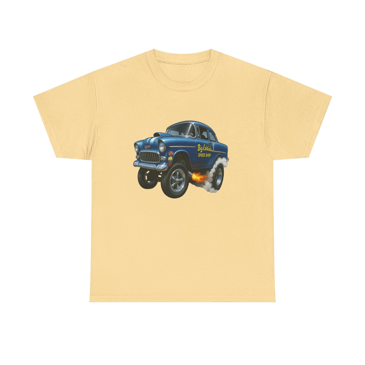 55 Chevy Hotrod Gasser Speed shop Graphic T Shirt Unisex Heavy Cotton Tee NEW