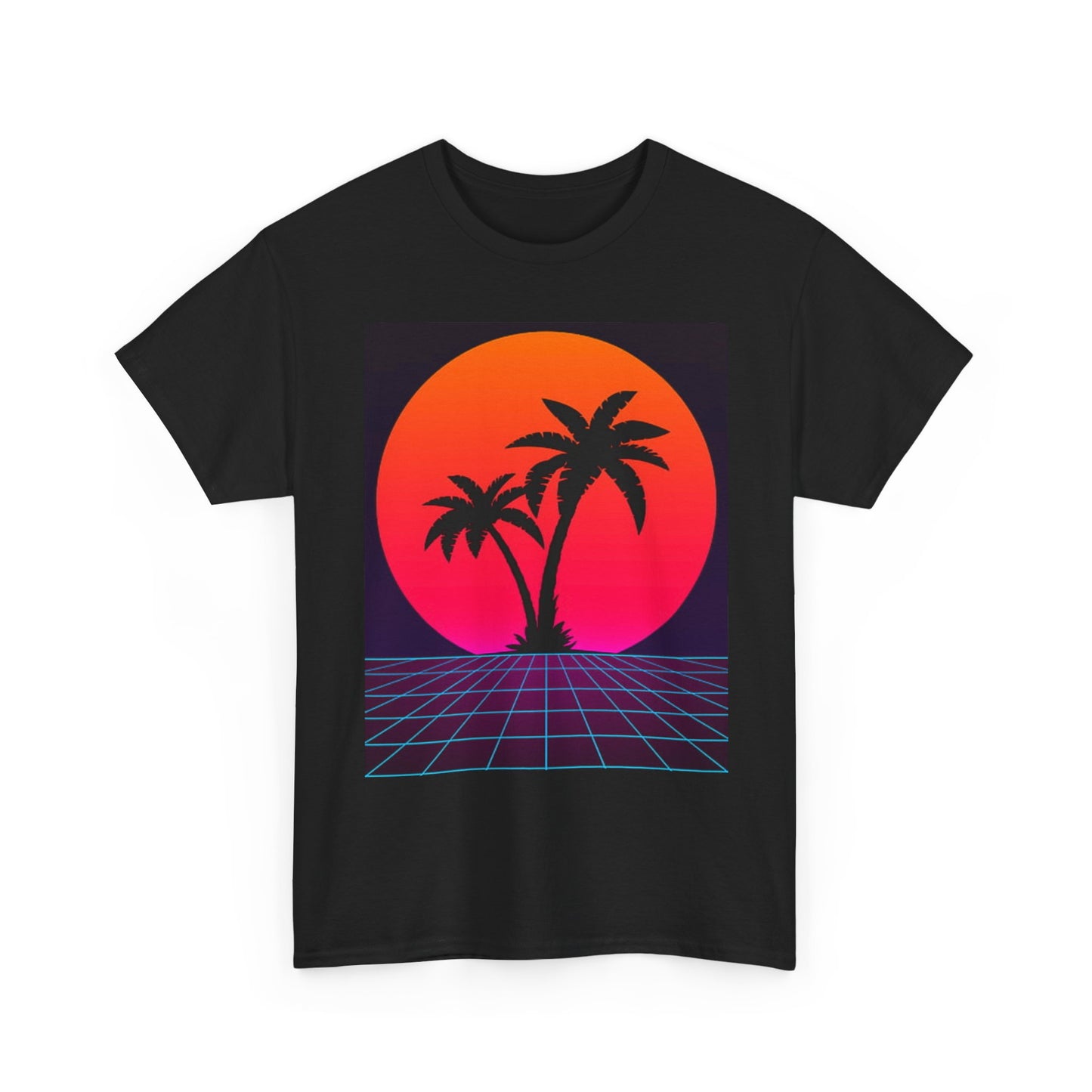Miami Nights T Shirt Retro Neon Vibes Florida 80s Unisex Heavy Cotton Tee