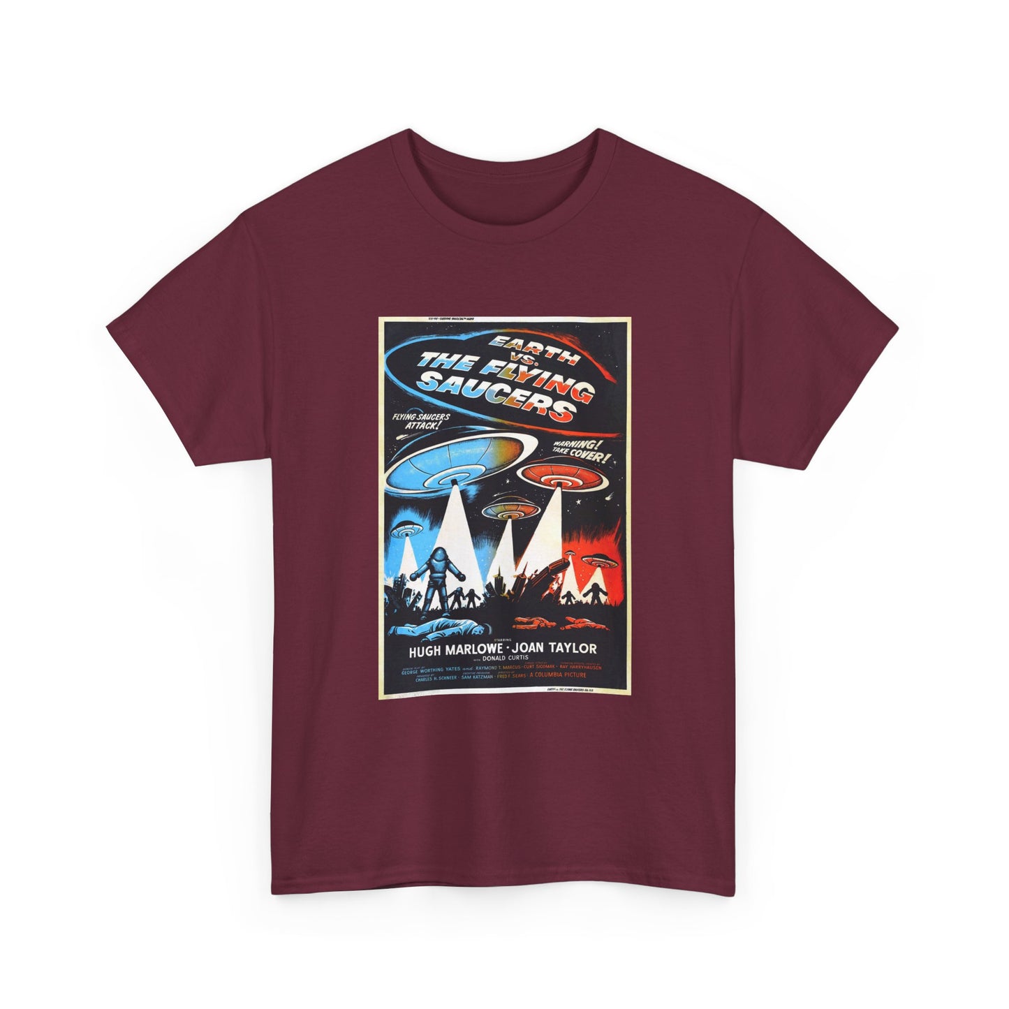Earth vs Flying Saucers Tshirt Vintage Movie Poster Unisex Heavy Cotton Tee