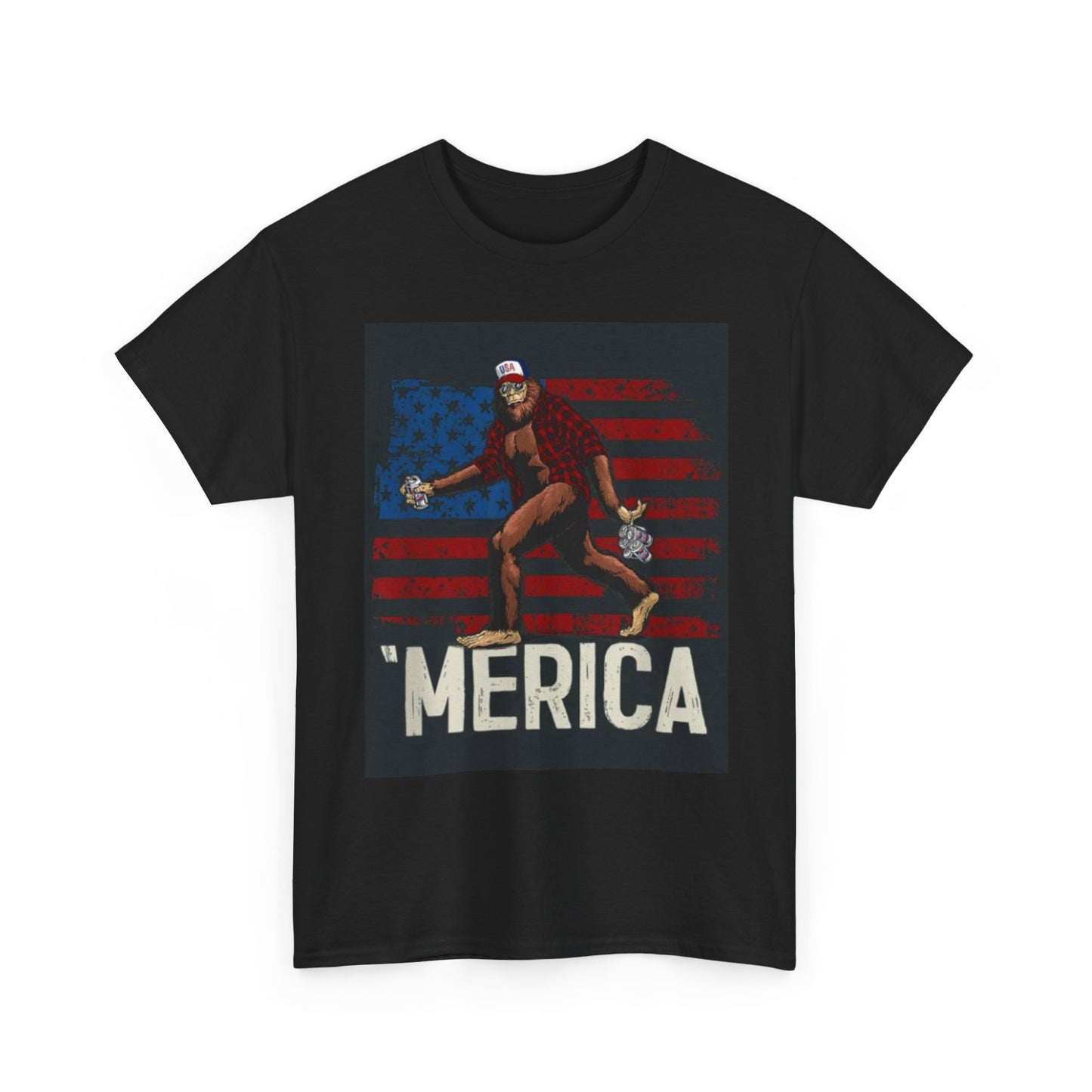 Redneck Sasquatch Funny Graphic T Shirt Merica Unisex Heavy Cotton Tee