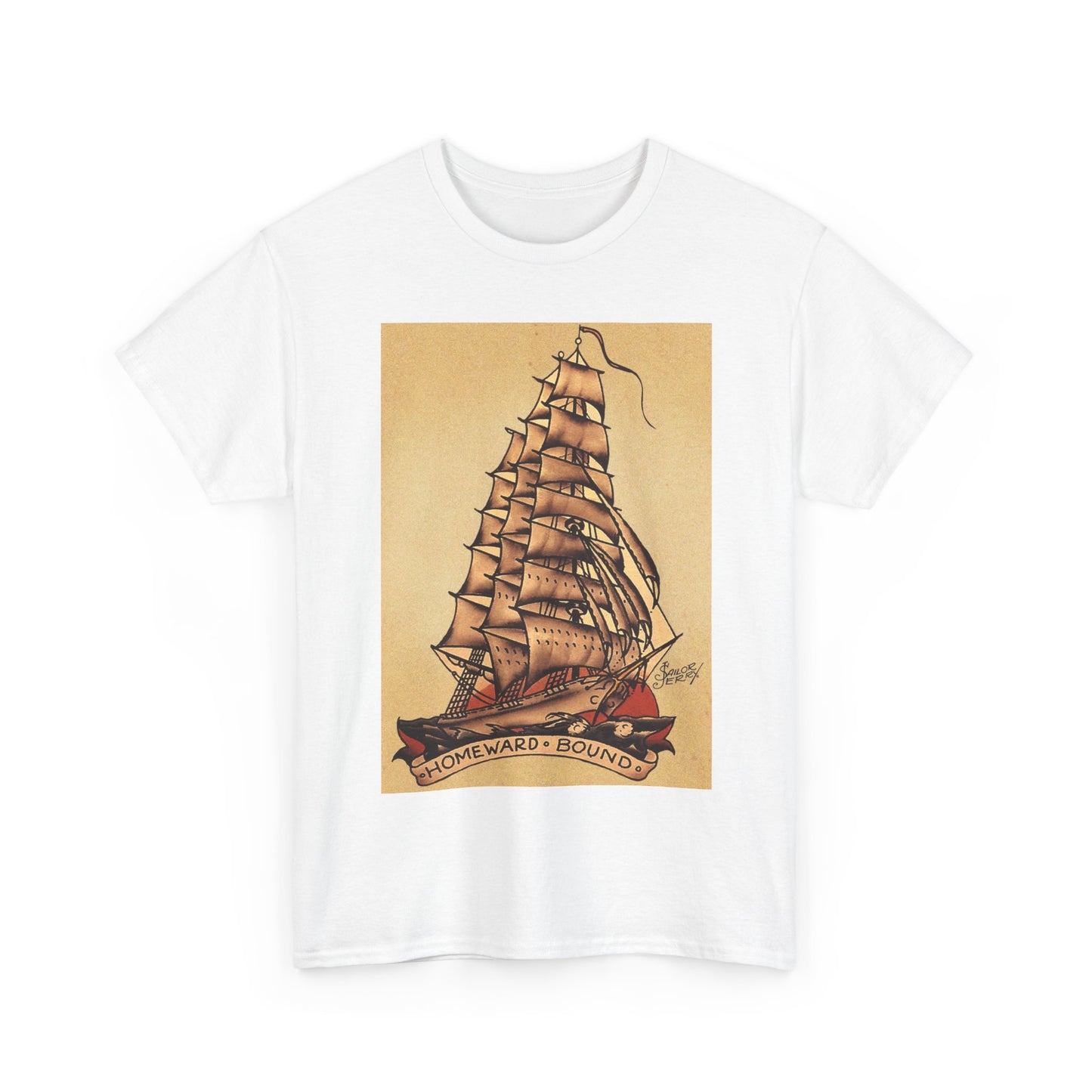 Sailor Jerry Tshirt Vintage Navy Tattoos Sailor Retro Unisex Heavy Cotton Tee 90