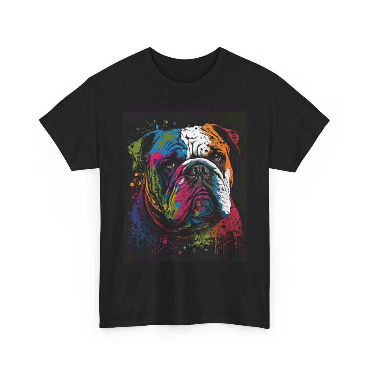 English Bulldog Graphic T Shirt Retro Painting Unisex Heavy Cotton Tee