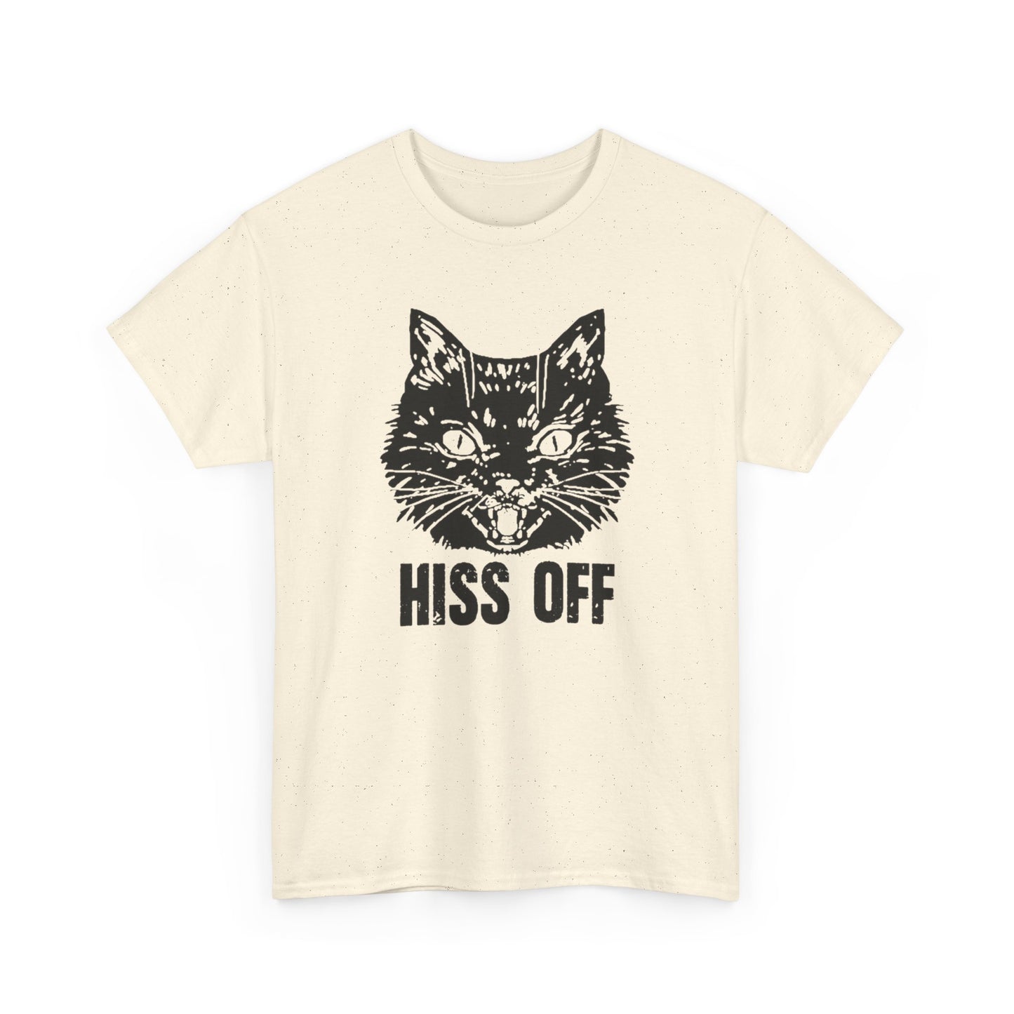 Hiss Off Funny Cat Graphic T-Shirt Unisex Heavy Cotton Tee Gift