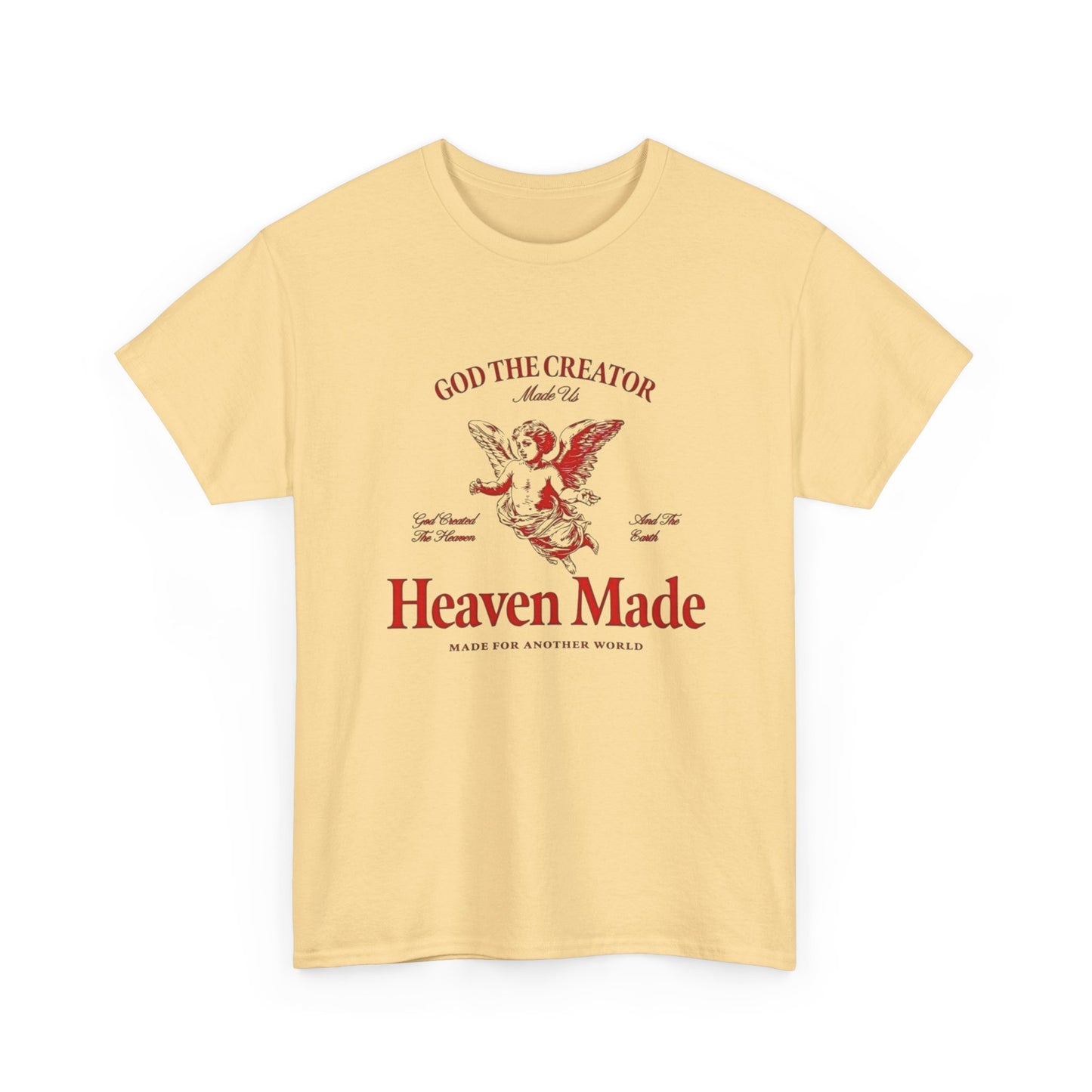 God The Creator Heaven Made Graphic T Shirt Men's Heavy Cotton Tee
