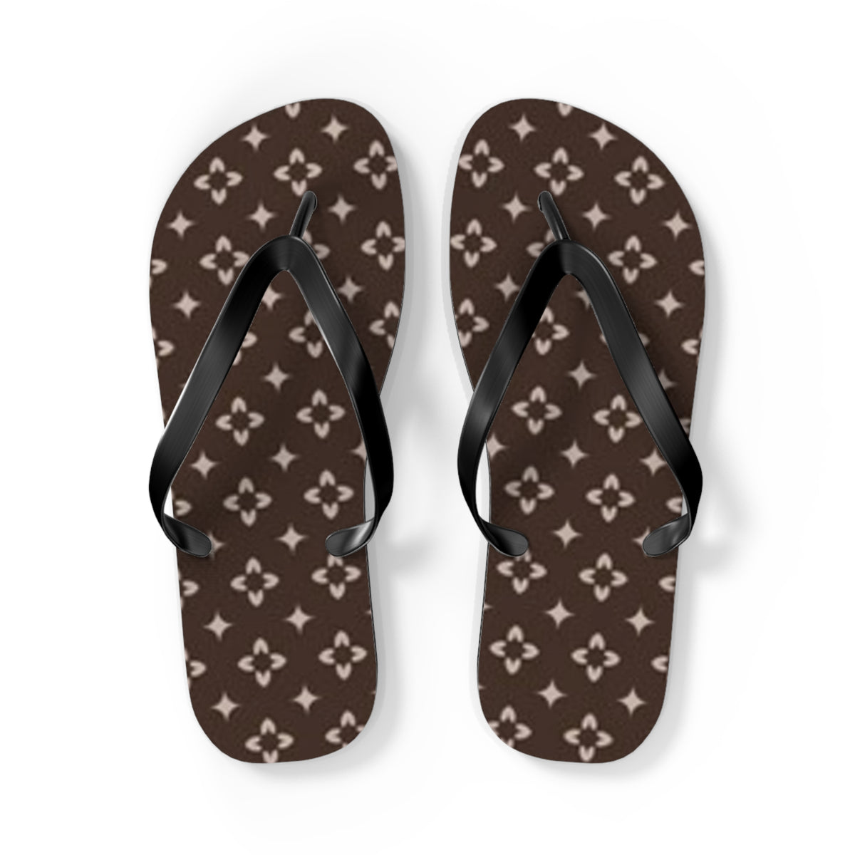 Brown And White Monogram Flip Flops, Sandals Slides, Summer Footwear, Brand New