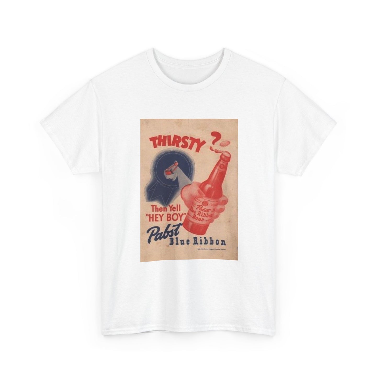 Pabst Blue Ribbon Tshirt Vintage Poster Beer American Unisex Heavy Cotton Tee