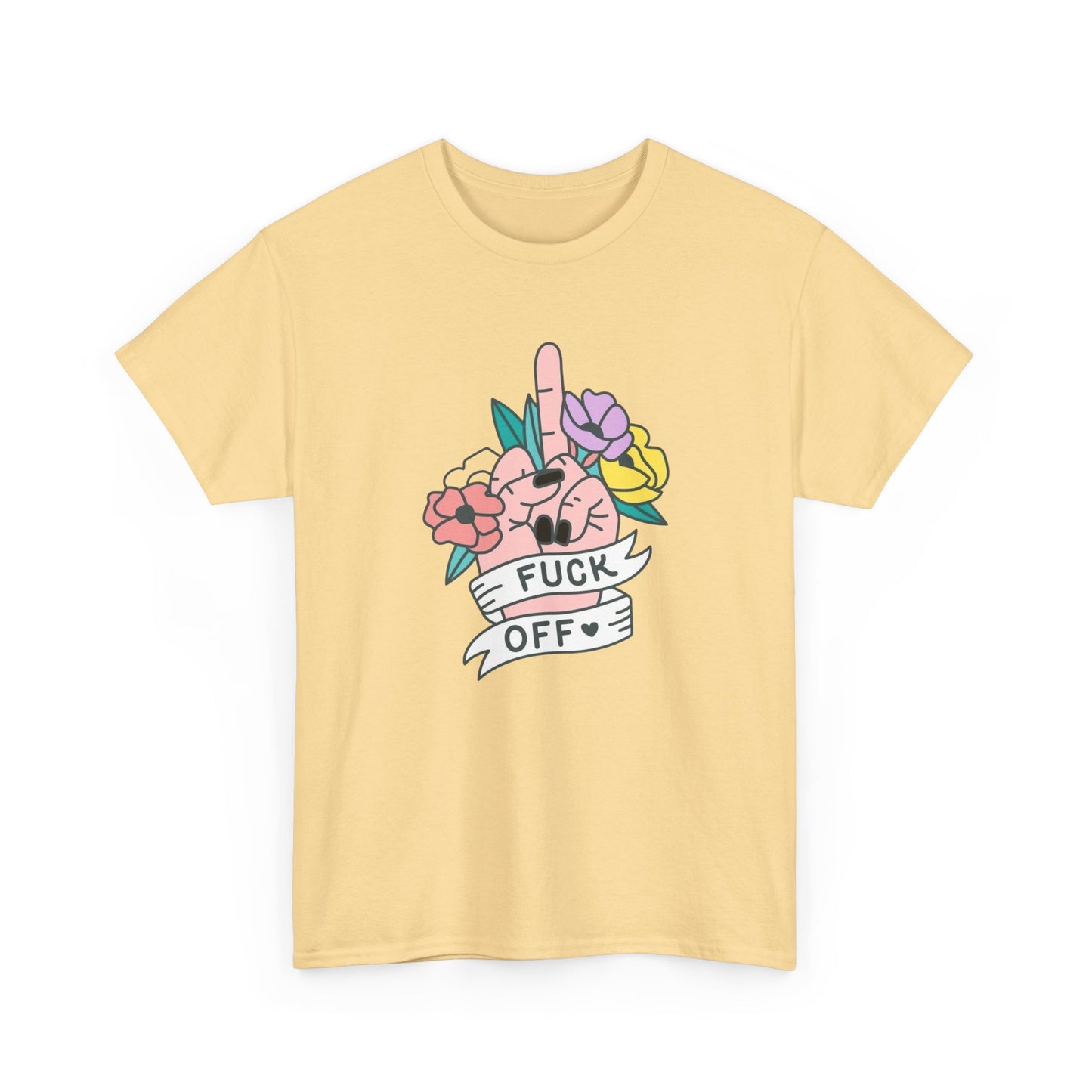 Flowers Middle Finger T Shirt Graphic Unisex Heavy Cotton Tee NEW GIFT