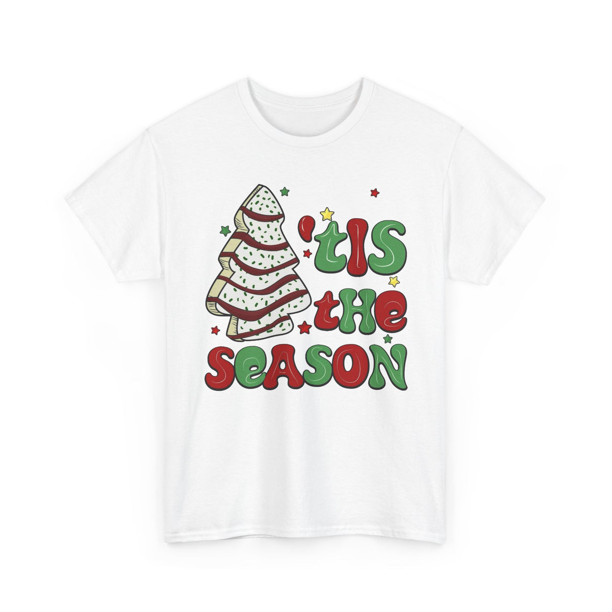 Tis the Season Christmas Tree T-Shirt Men's Graphic Tee Funny Cakes
