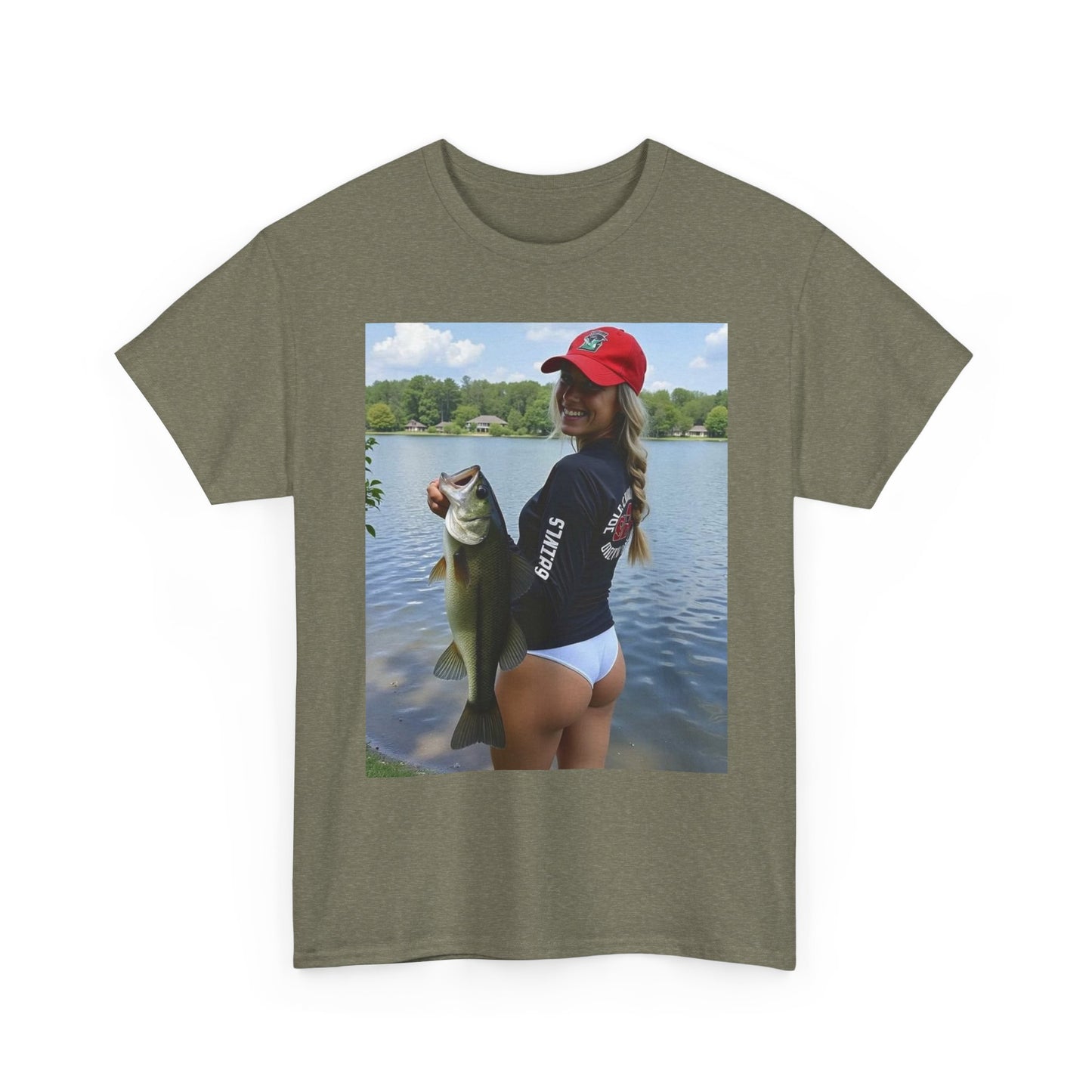 Babes Fishing Bikini Graphic T Shirt S-5XL Unisex Heavy Cotton Tee