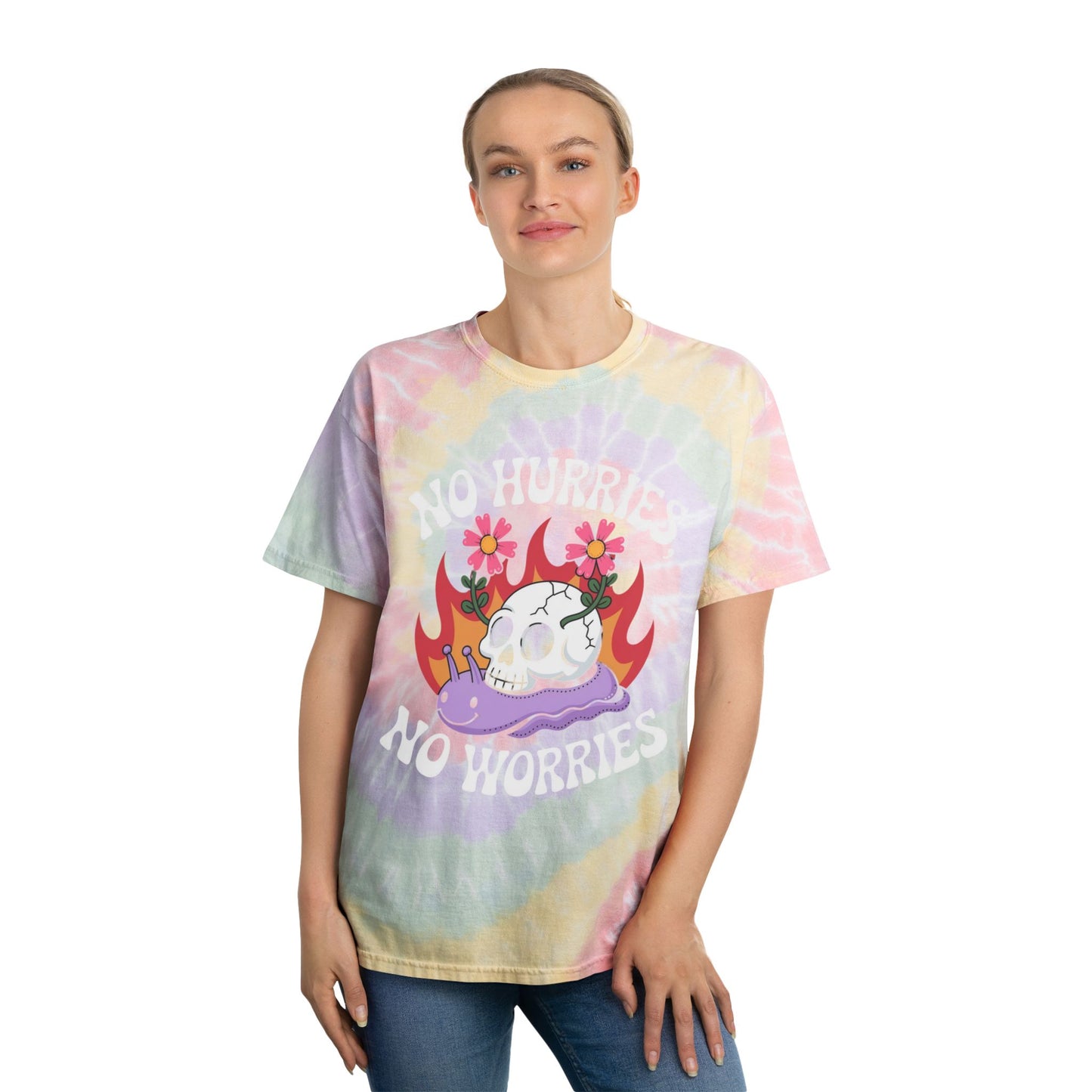 No Hurries No Worries Graphic T Shirt Vintage Tie-Dye Tee, Spiral