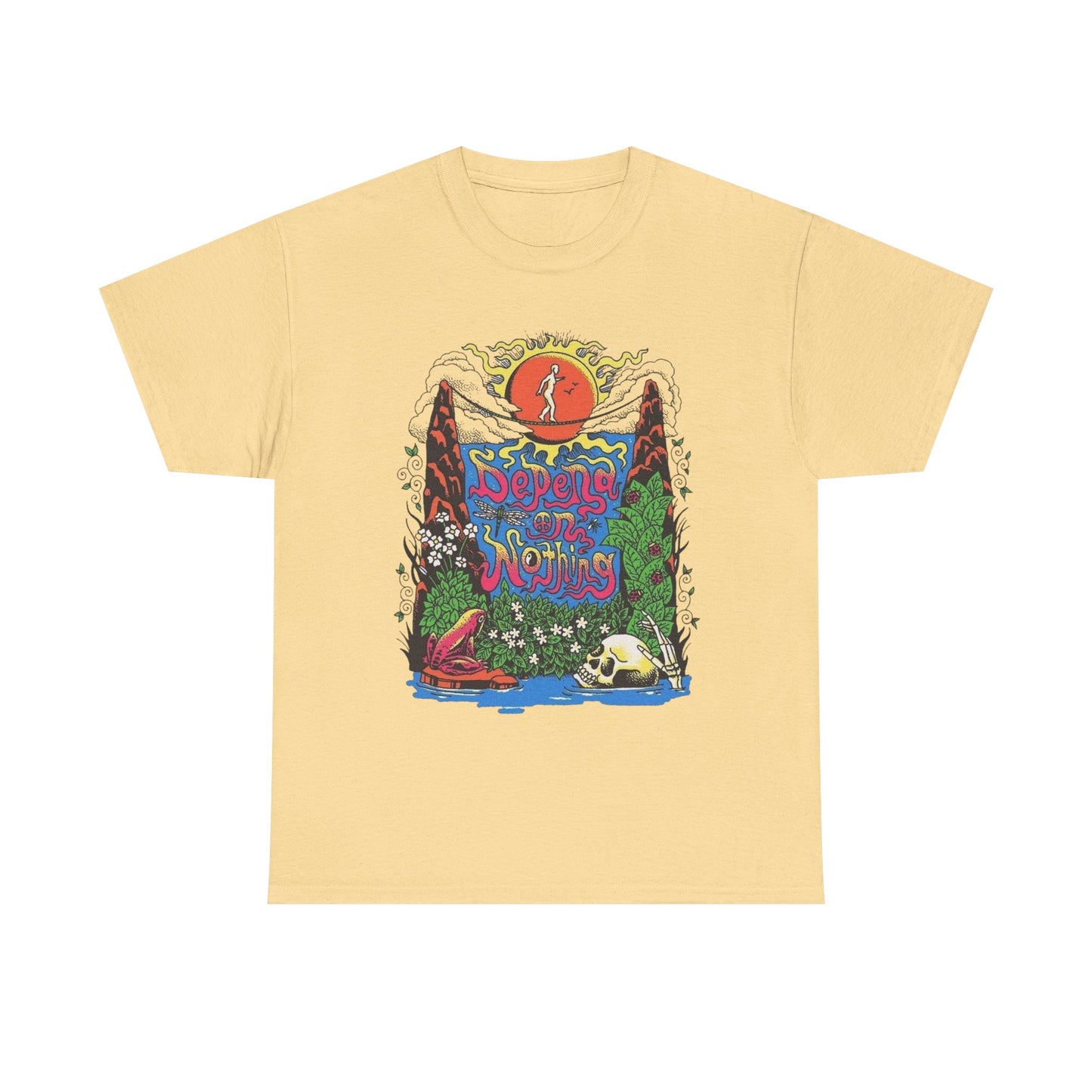 Depend On Nothing Peace Graphic T Shirt NEW Adult Regular Heavy Cotton Tee