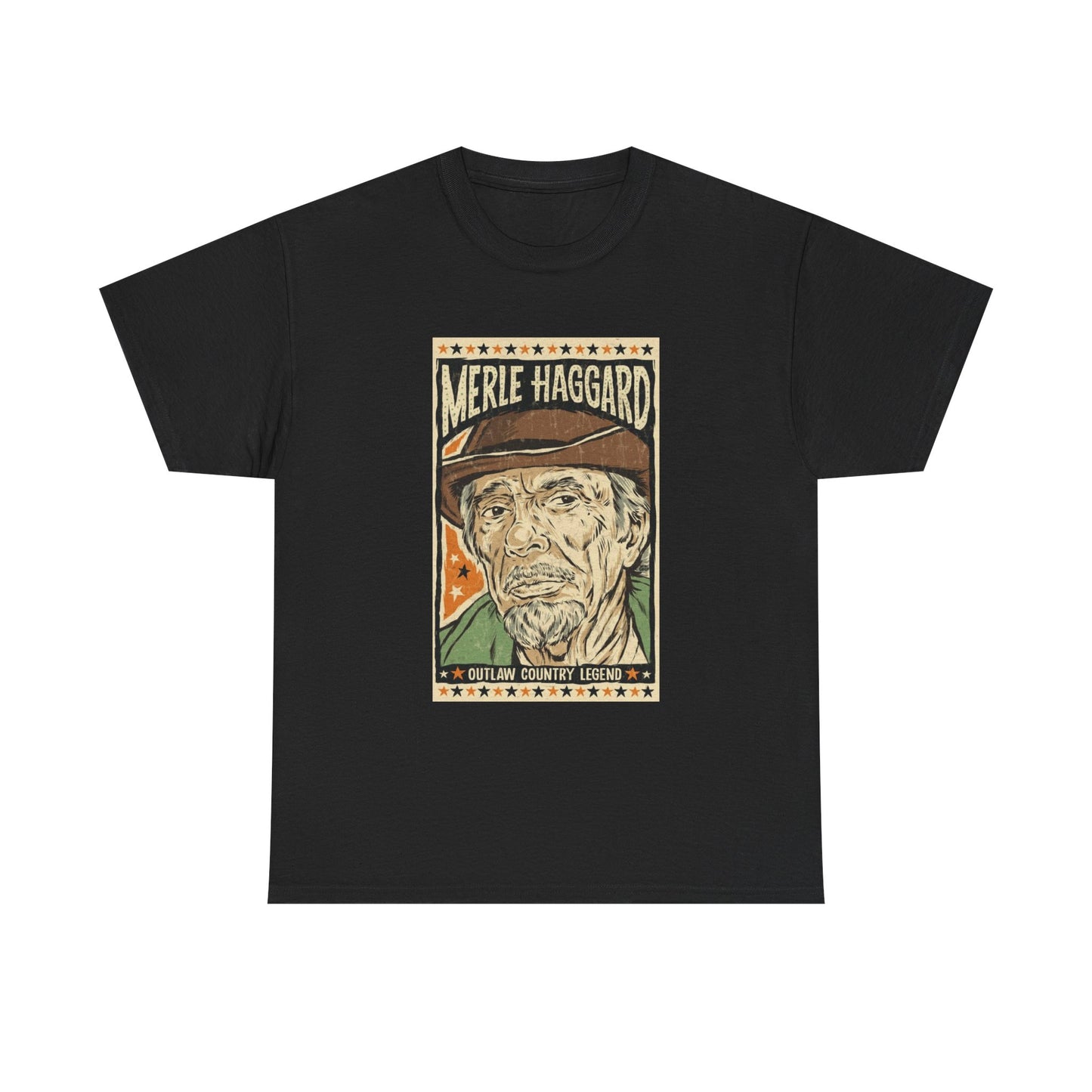 Merle Haggard Tshirt Outlaw Country Vintage Poster Unisex Heavy Cotton Tee