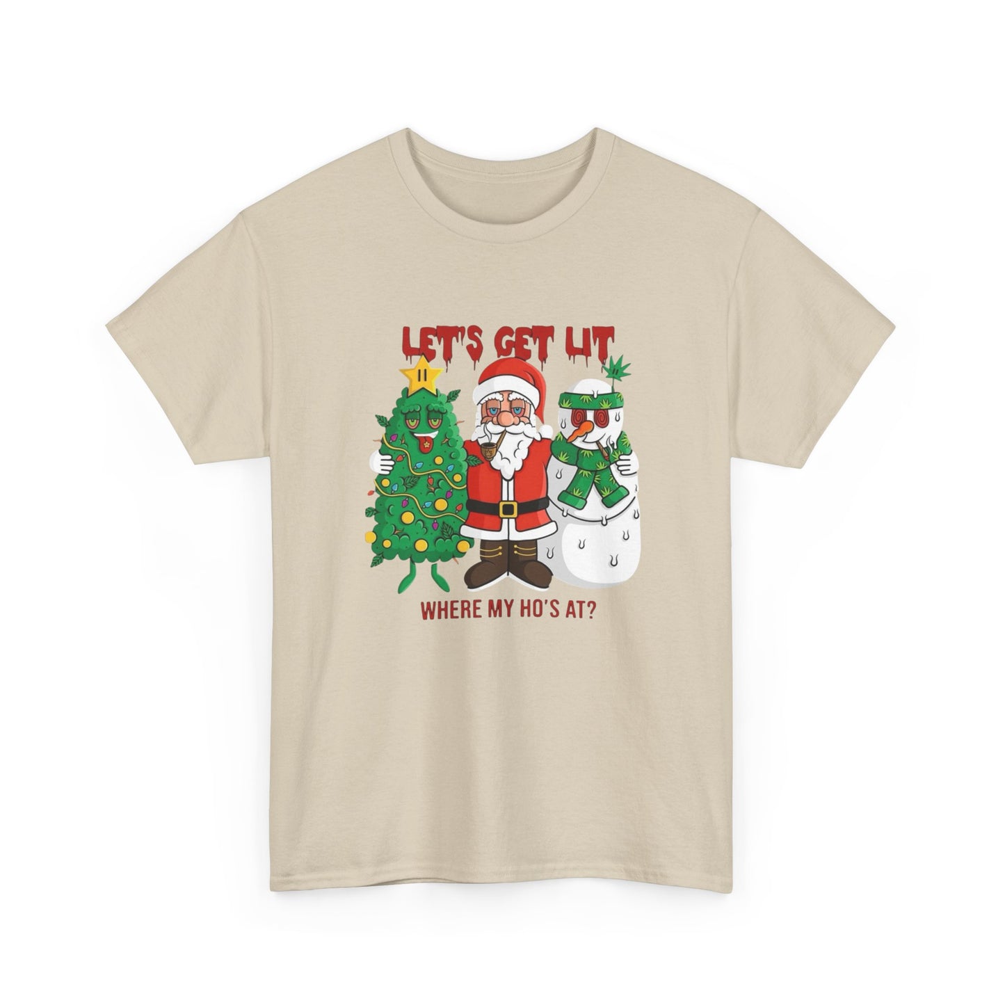 Lets Get Lit This Christmas Graphic T Shirt NEW GIFT Unisex Heavy Cotton Tee