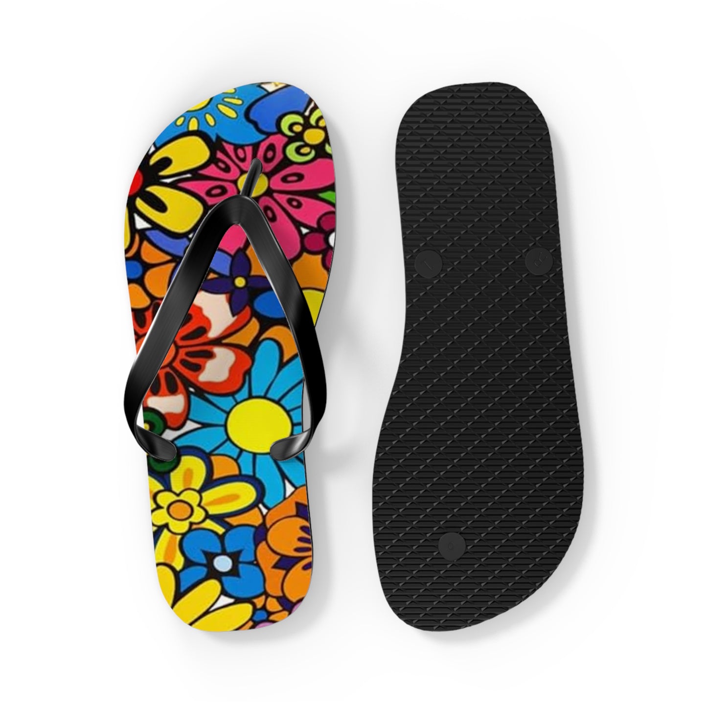 Waves And Sun Sandals Groovy Vibes Summer Flip Flops Slides BRAND NEW