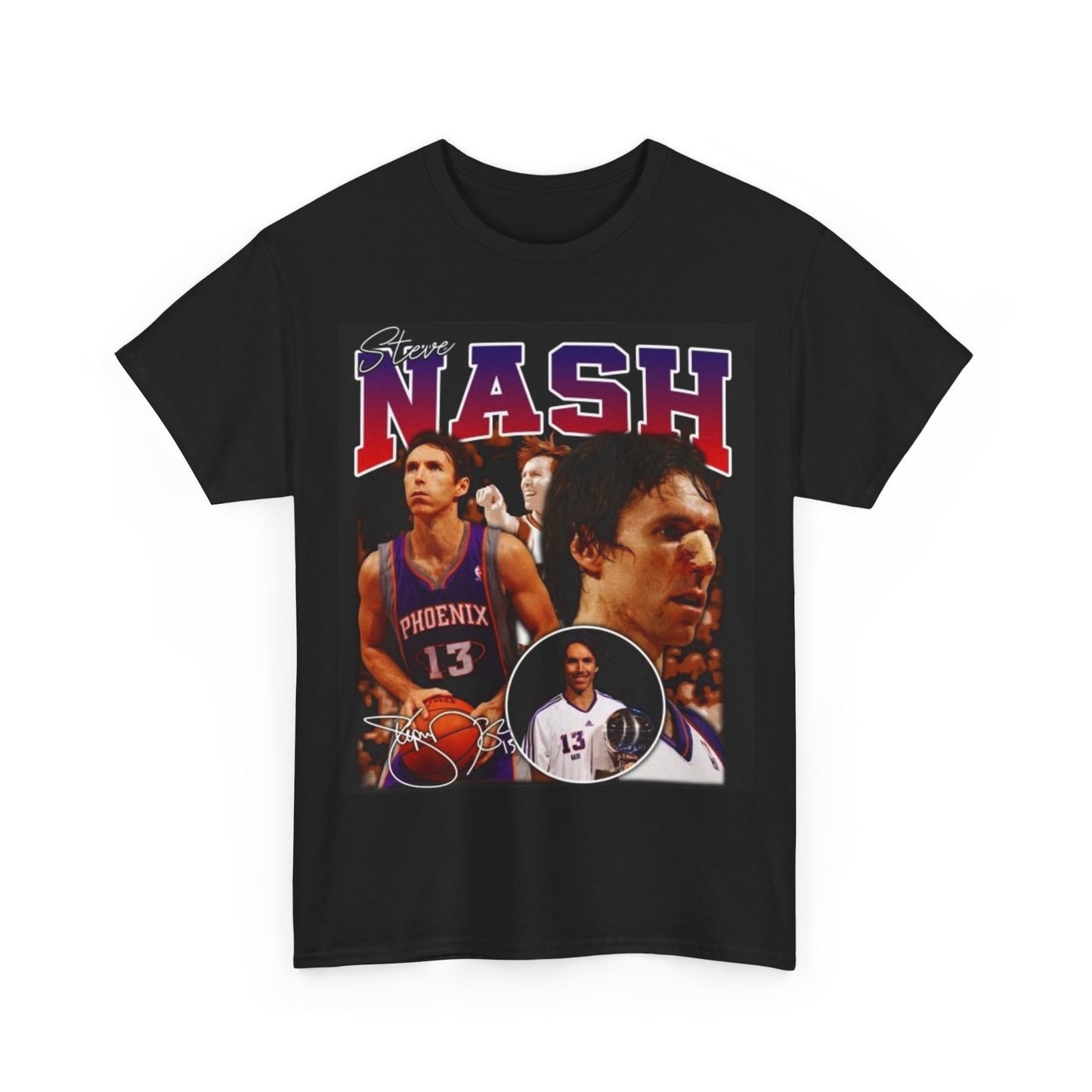 Steve Nash Graphic T Shirt Vintage Basketball Retro Unisex Heavy Cotton Tee