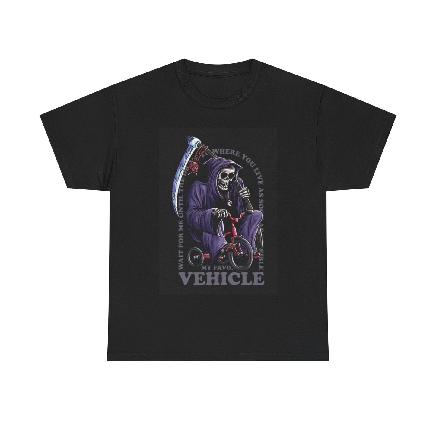 Grim Reaper Tricycle Shirt Funny Graphic Unisex Heavy Cotton Tee