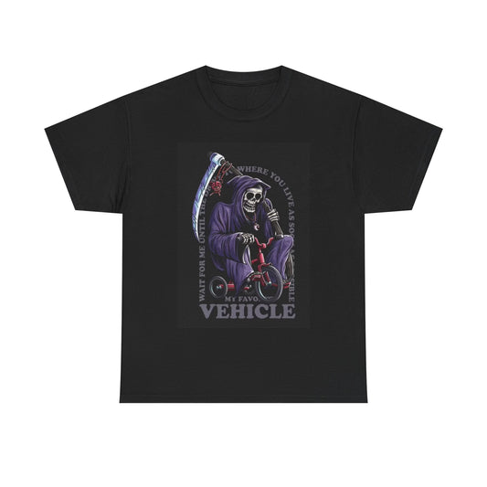 Grim Reaper Tricycle Shirt Funny Graphic Unisex Heavy Cotton Tee