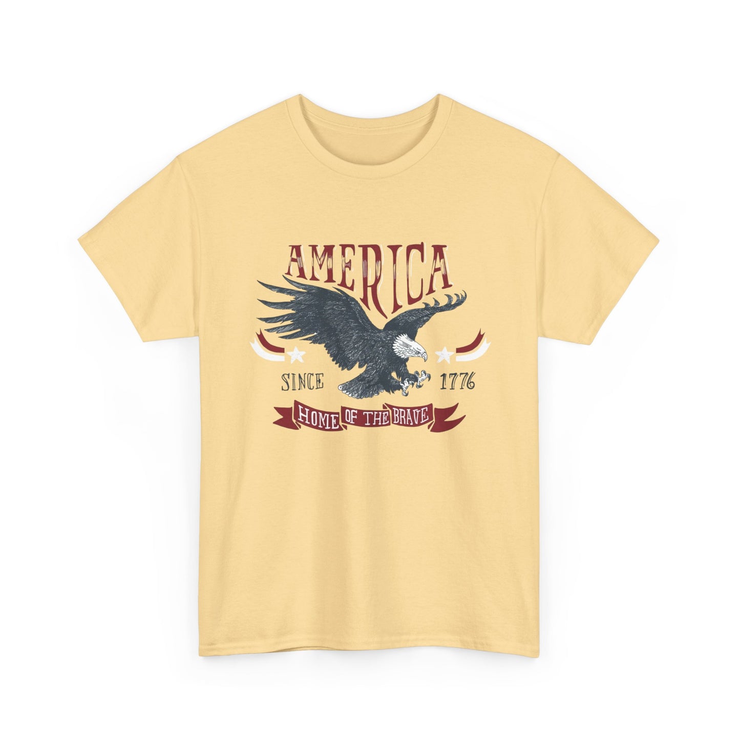 Home Of The Brave USA Retro Graphic T Shirt Men's Heavy Cotton Tee