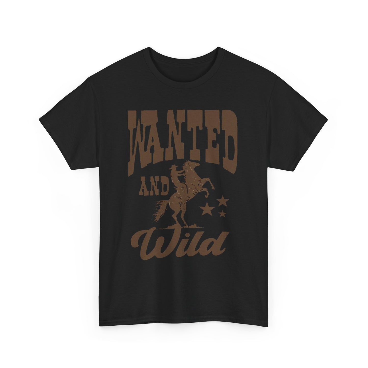 Wanted And Wild Cowboy Graphic T Shirt ALL SIZES Tee Unisex Heavy Cotton