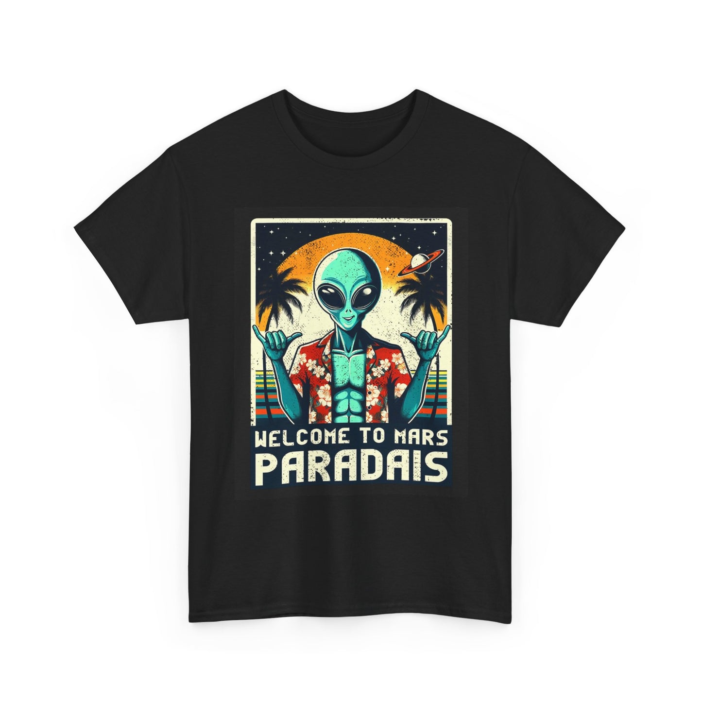 Welcome To Mars Graphic T Shirt Vintage Funny Retro Unisex Heavy Cotton Tee