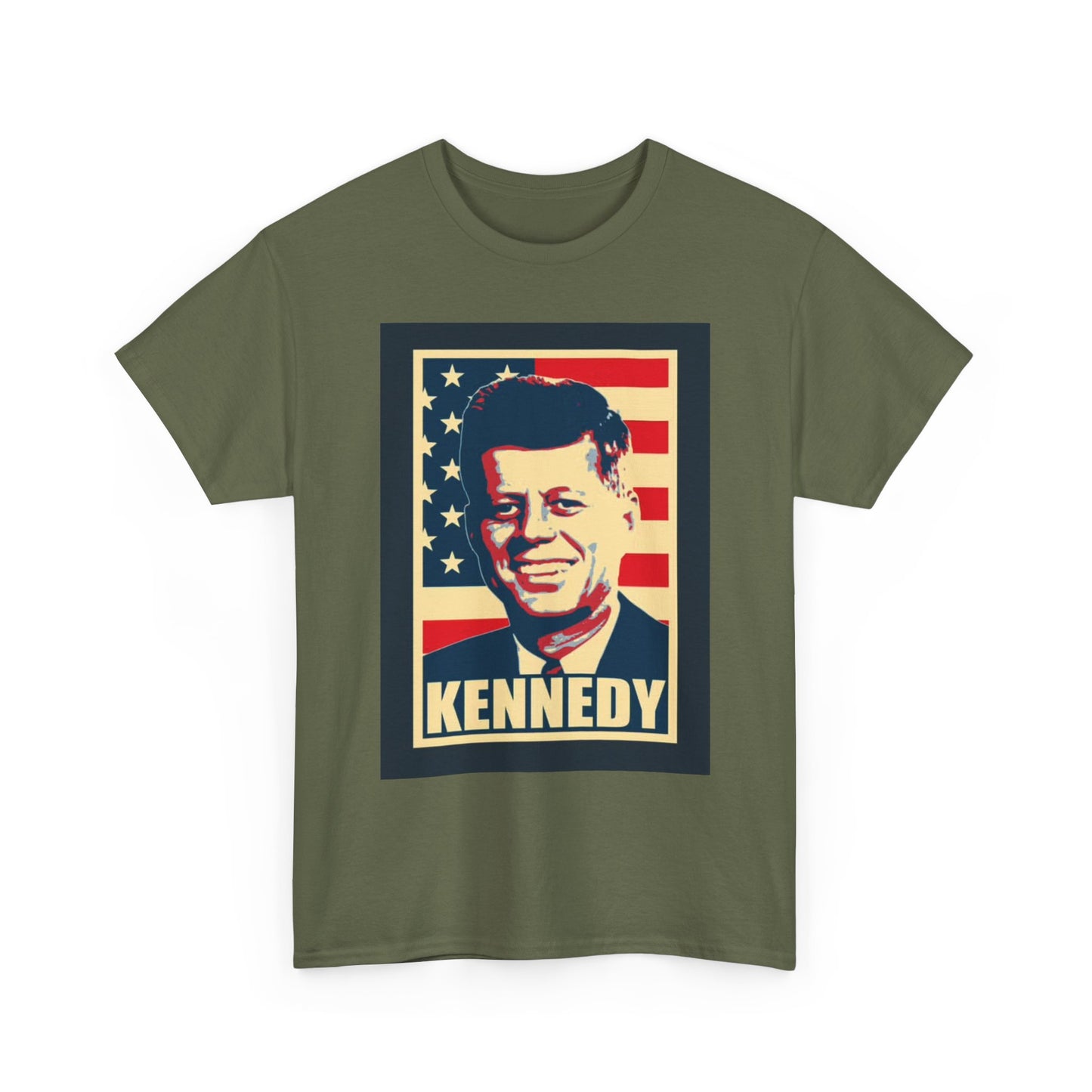 JFK Tshirt John F Kennedy American Flag President Unisex Heavy Cotton Tee