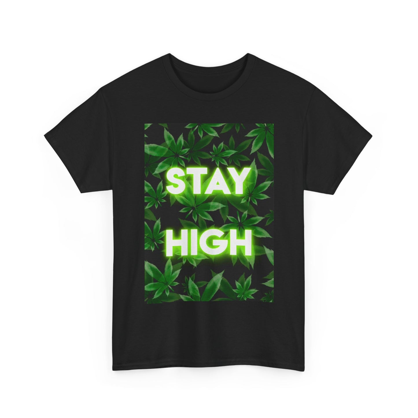 Stay High Tshirt How High Weed leaf art funny concert Unisex Heavy Cotton Tee