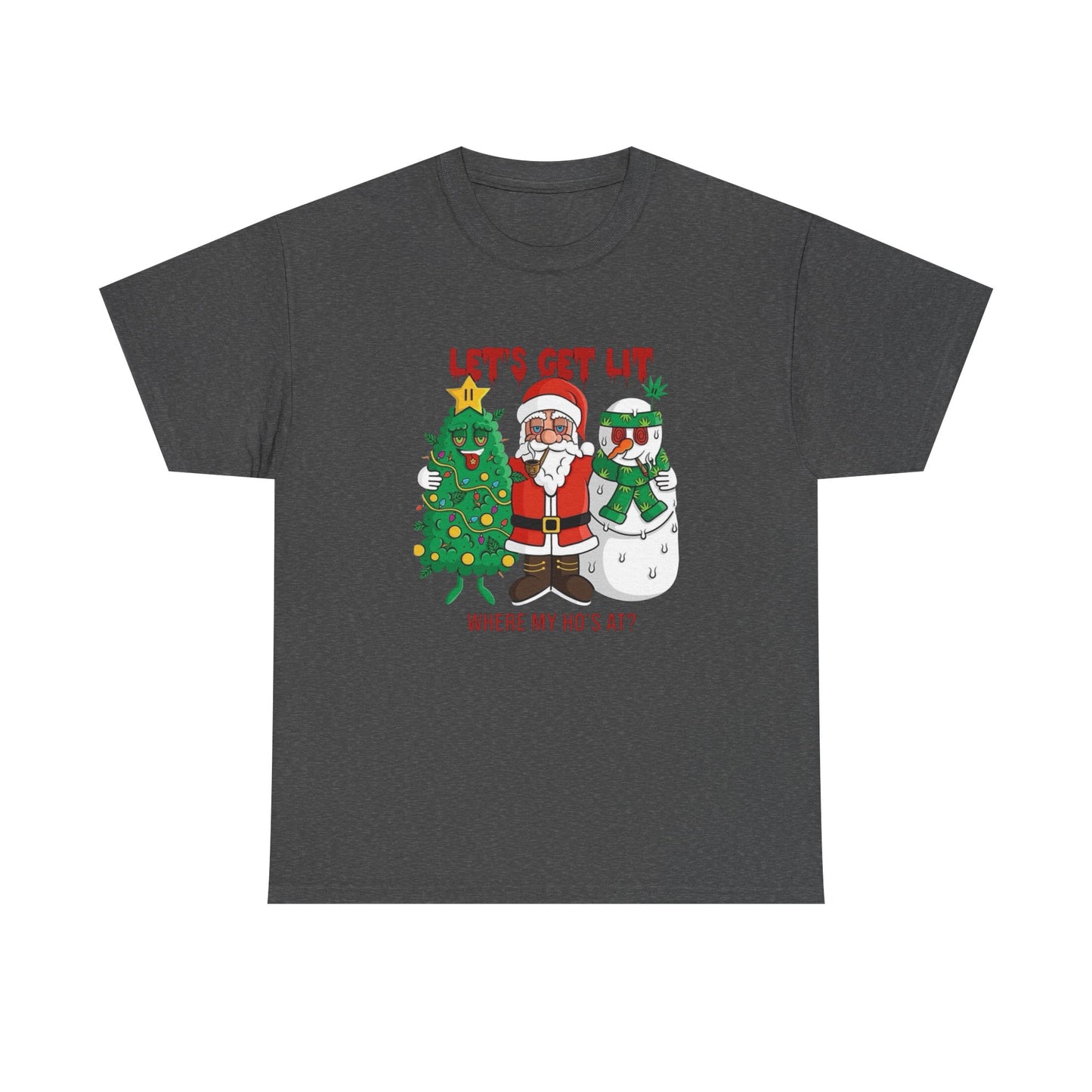 Lets Get Lit This Christmas Graphic T Shirt NEW GIFT Unisex Heavy Cotton Tee