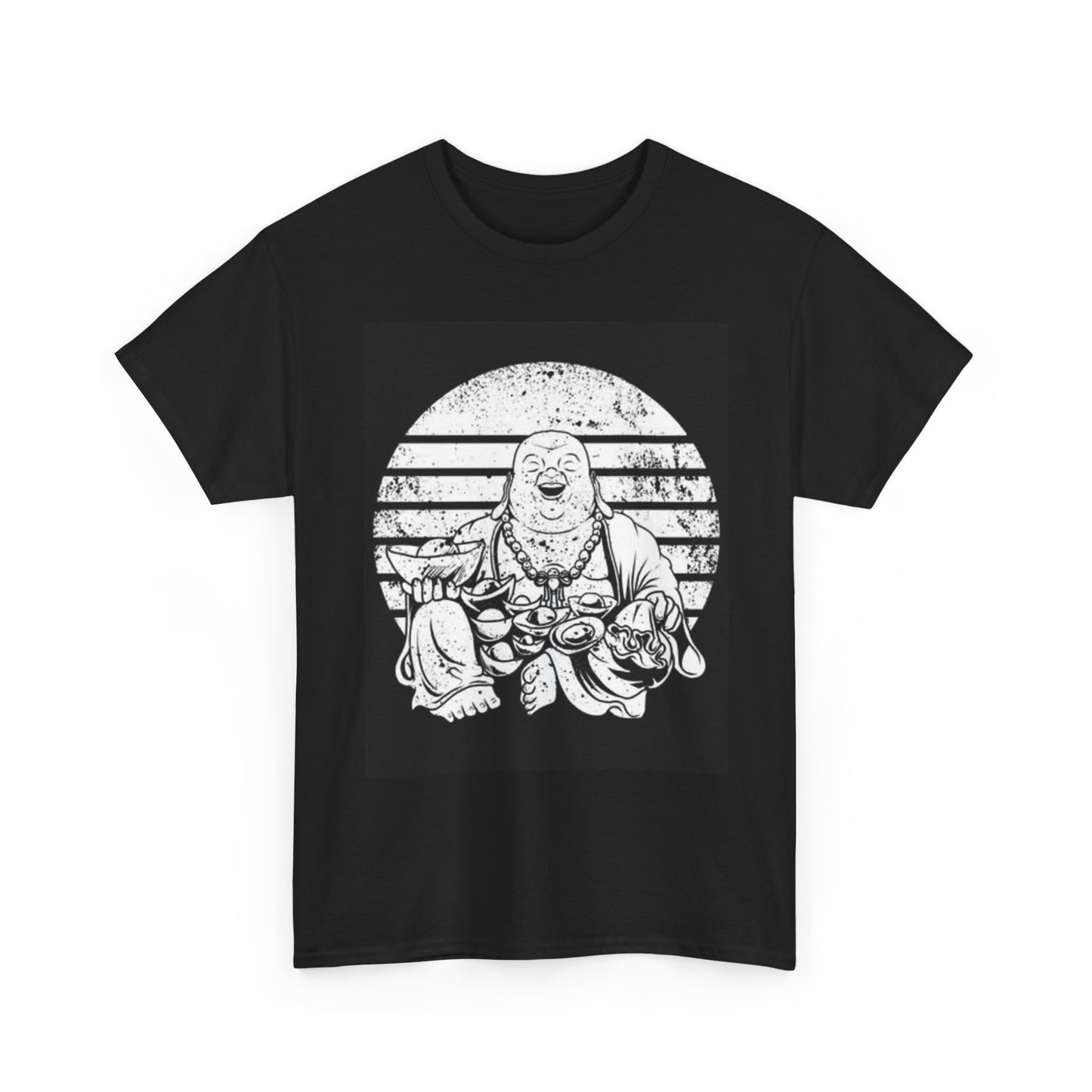 Happy Buddha Graphic T Shirt Funny Cute Gift Vintage Unisex Heavy Cotton Tee